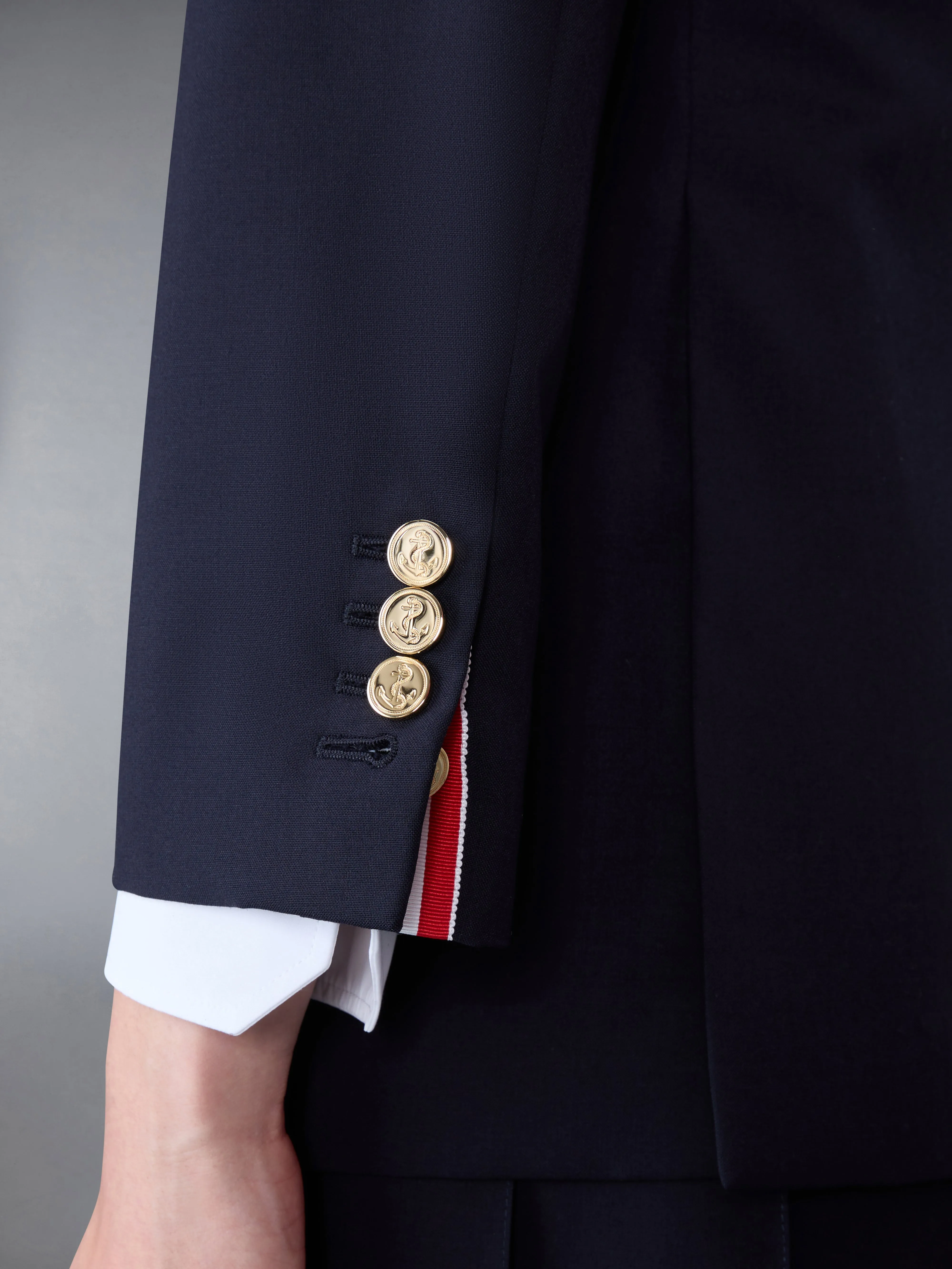 PLAIN WEAVE 4-BAR ELONGATED SINGLE BUTTON SPORT COAT sold by Thom Browne product image thumbnail 5