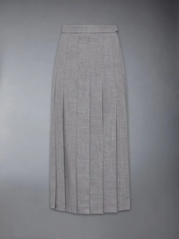 2-Ply Fresco Pleated Straight Skirt sold by Thom Browne