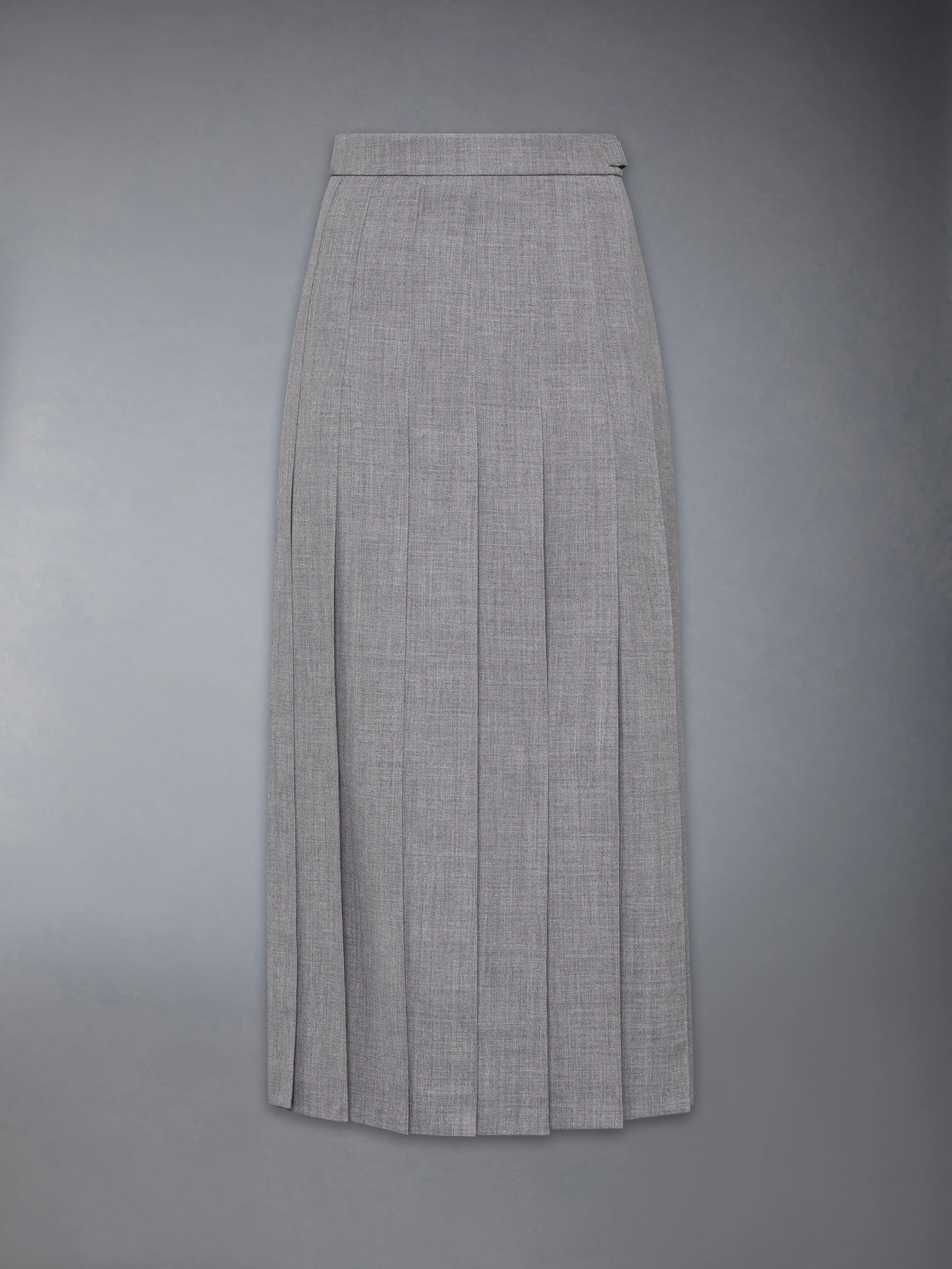 2-Ply Fresco Pleated Straight Skirt sold by Thom Browne