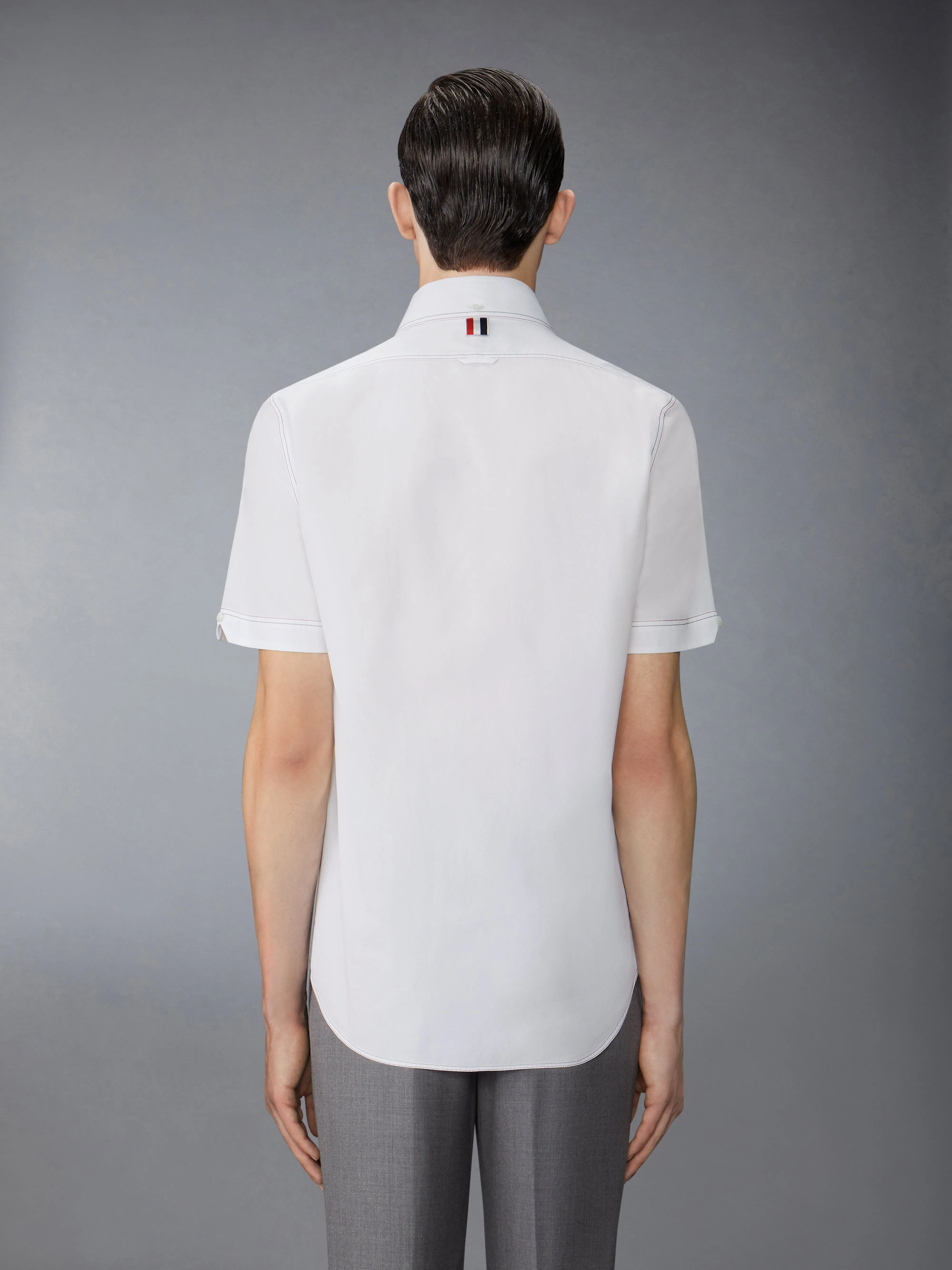 SOLID POPLIN TWIN DEEDLE CONTRAST TOPSTITCHING SHIRT sold by Thom Browne product image thumbnail 3