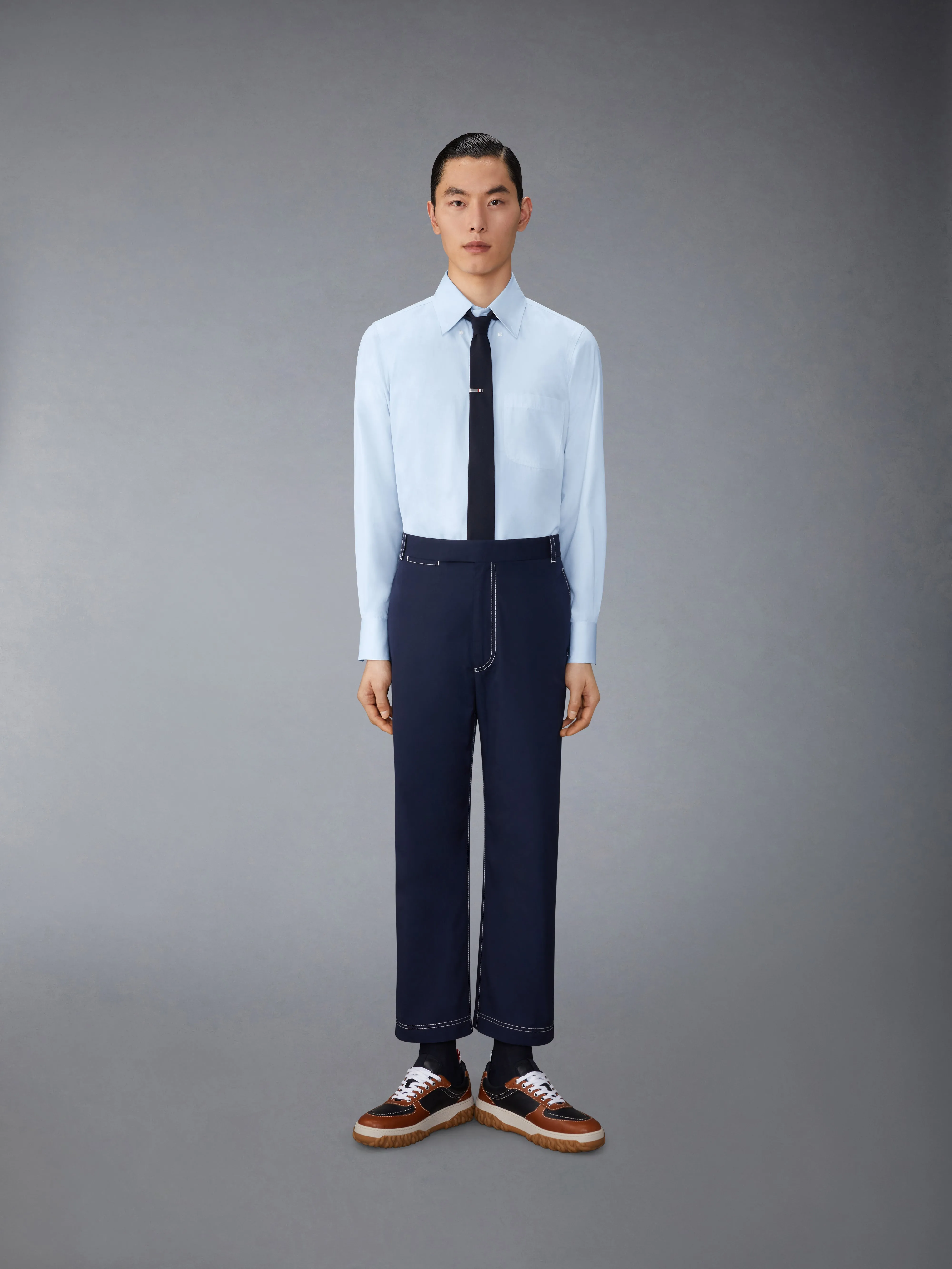 SOLID POPLIN TWIN DEEDLE CONTRAST TOPSTITCHING SHIRT sold by Thom Browne product image thumbnail 4