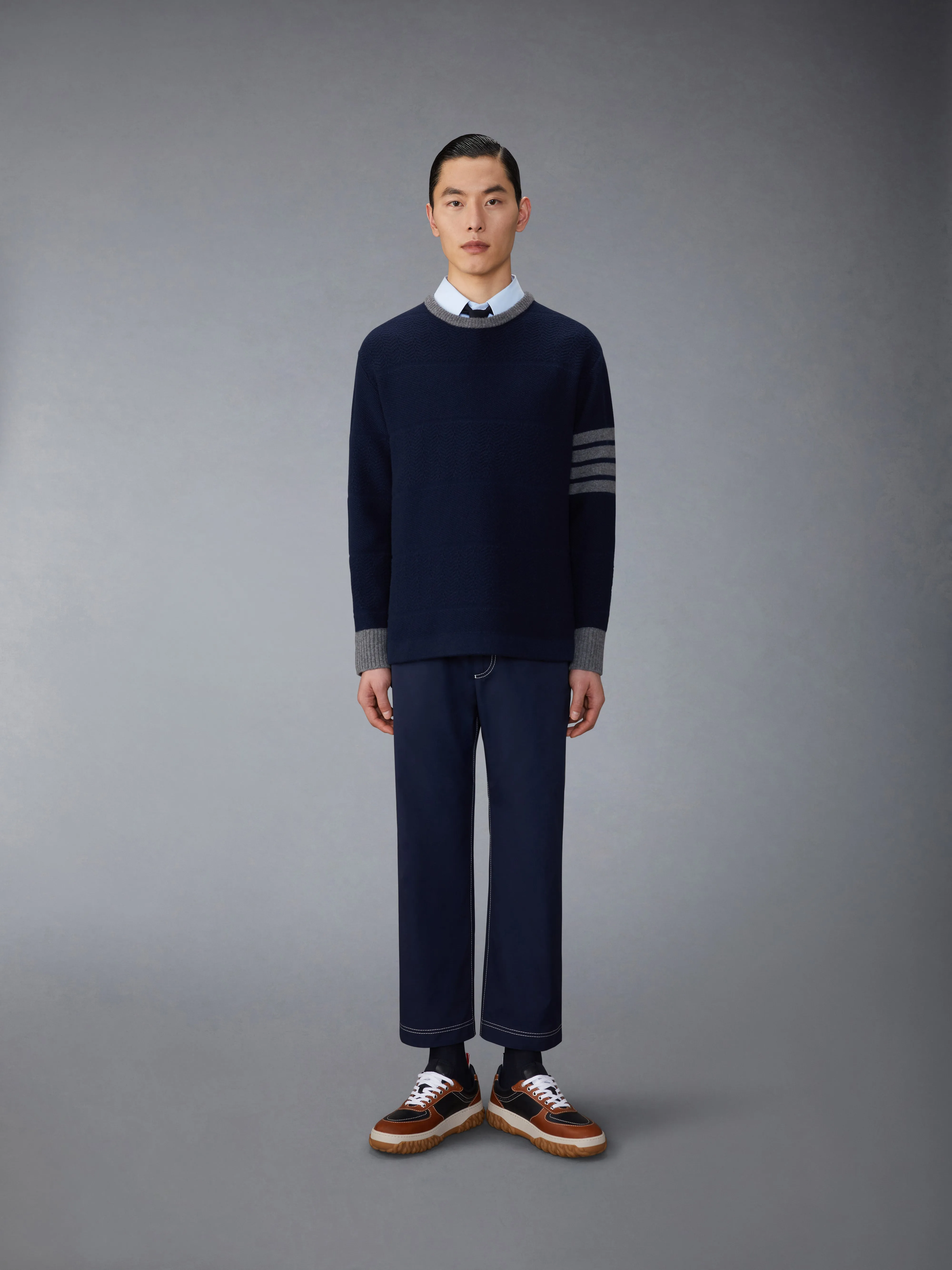 SOLID POPLIN TWIN DEEDLE CONTRAST TOPSTITCHING SHIRT sold by Thom Browne product image thumbnail 5