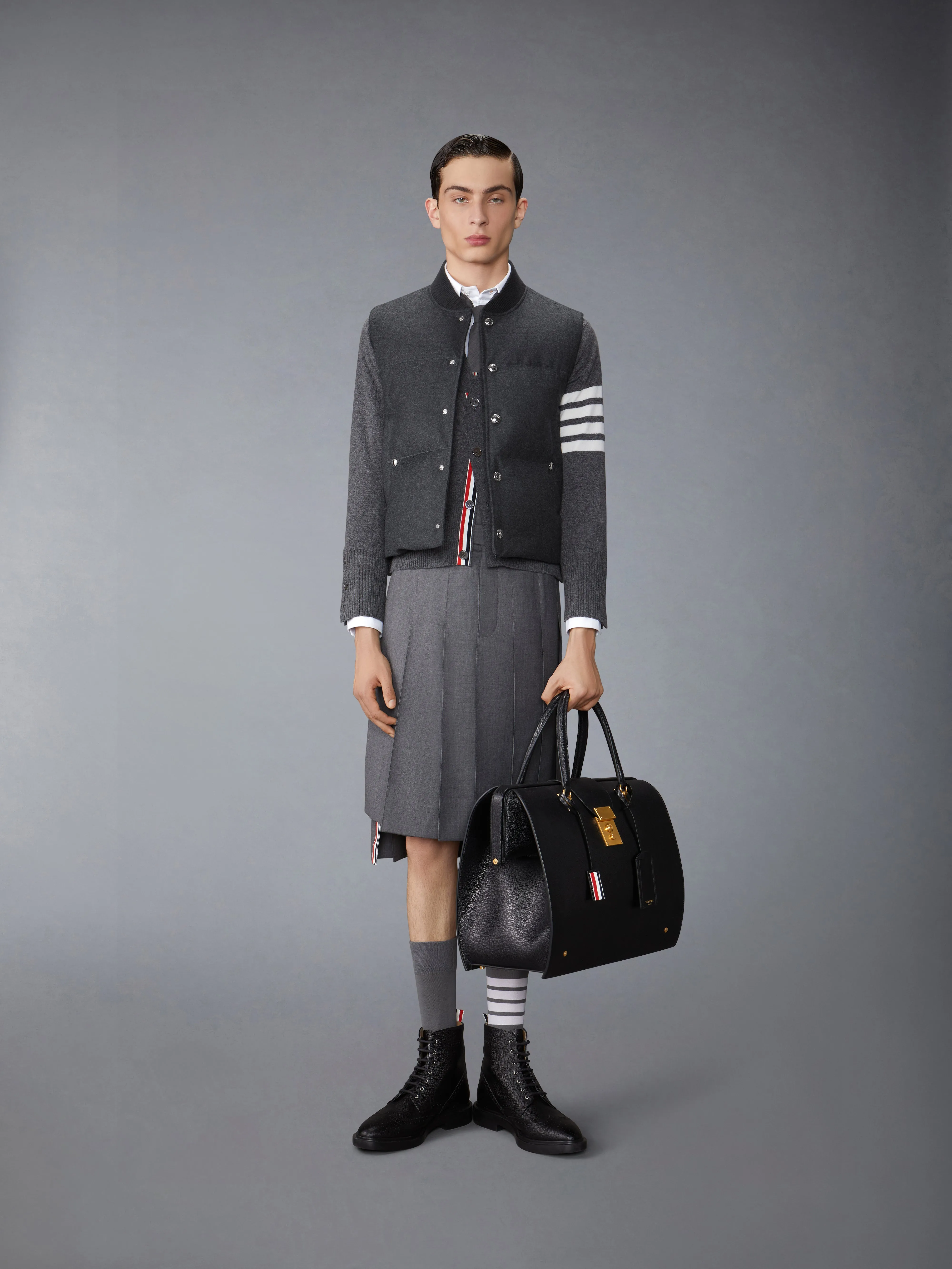 WOOL FLANNEL DOWN FILL VEST sold by Thom Browne product image thumbnail 3
