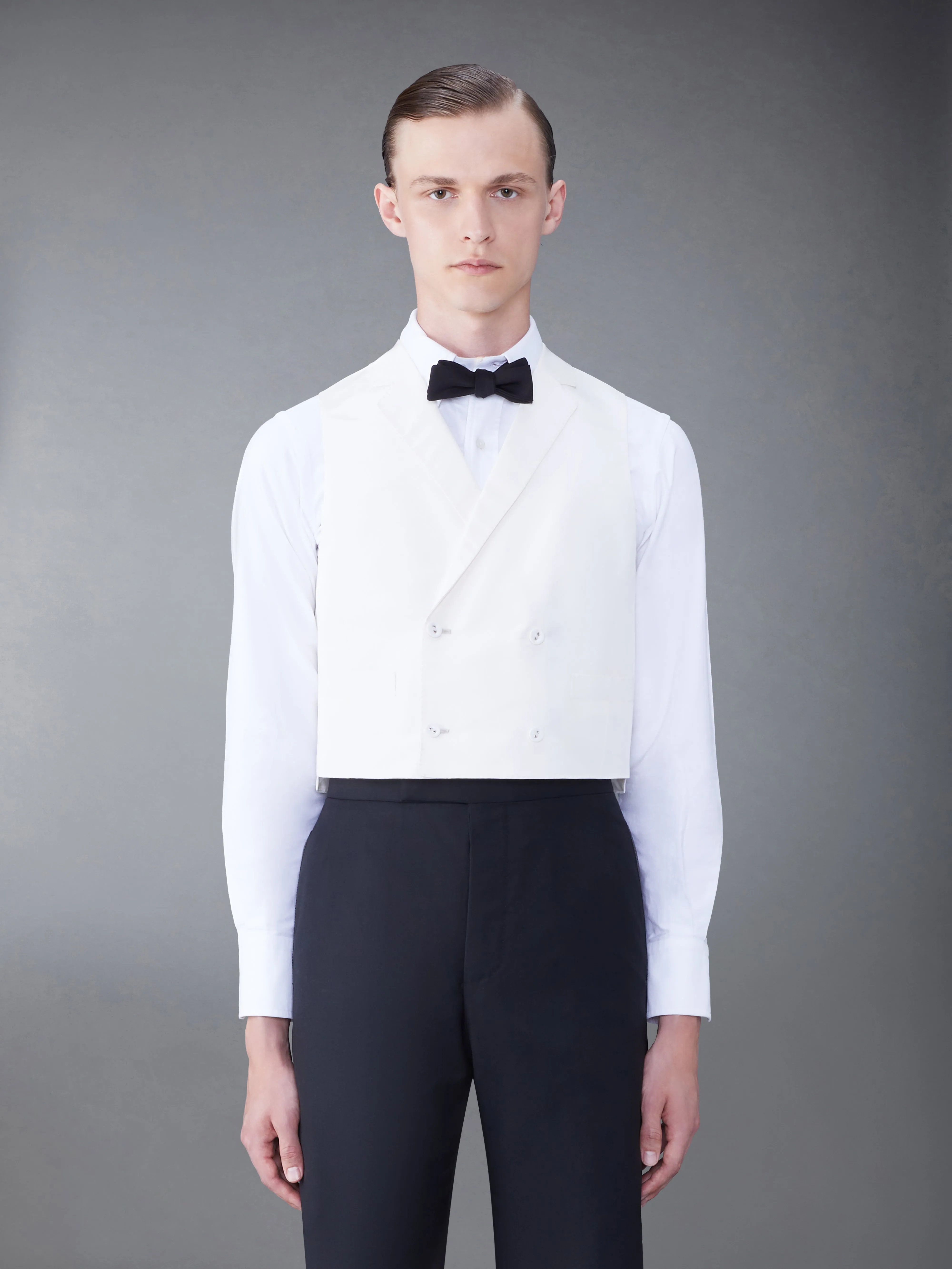 SILK FAILLE VEST sold by Thom Browne