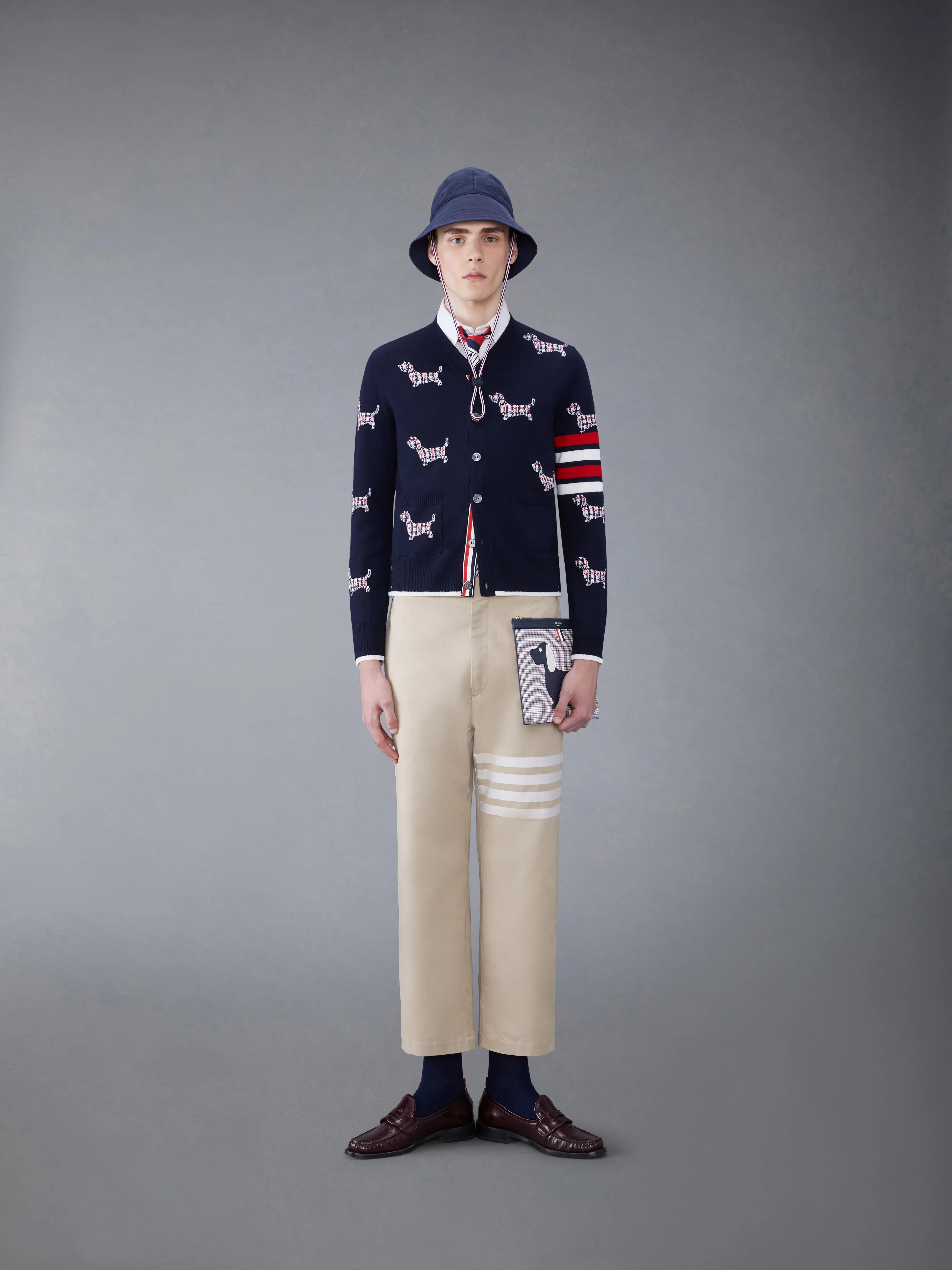 COTTON 4-BAR STRAIGHT LEG TROUSER sold by Thom Browne product image thumbnail 3