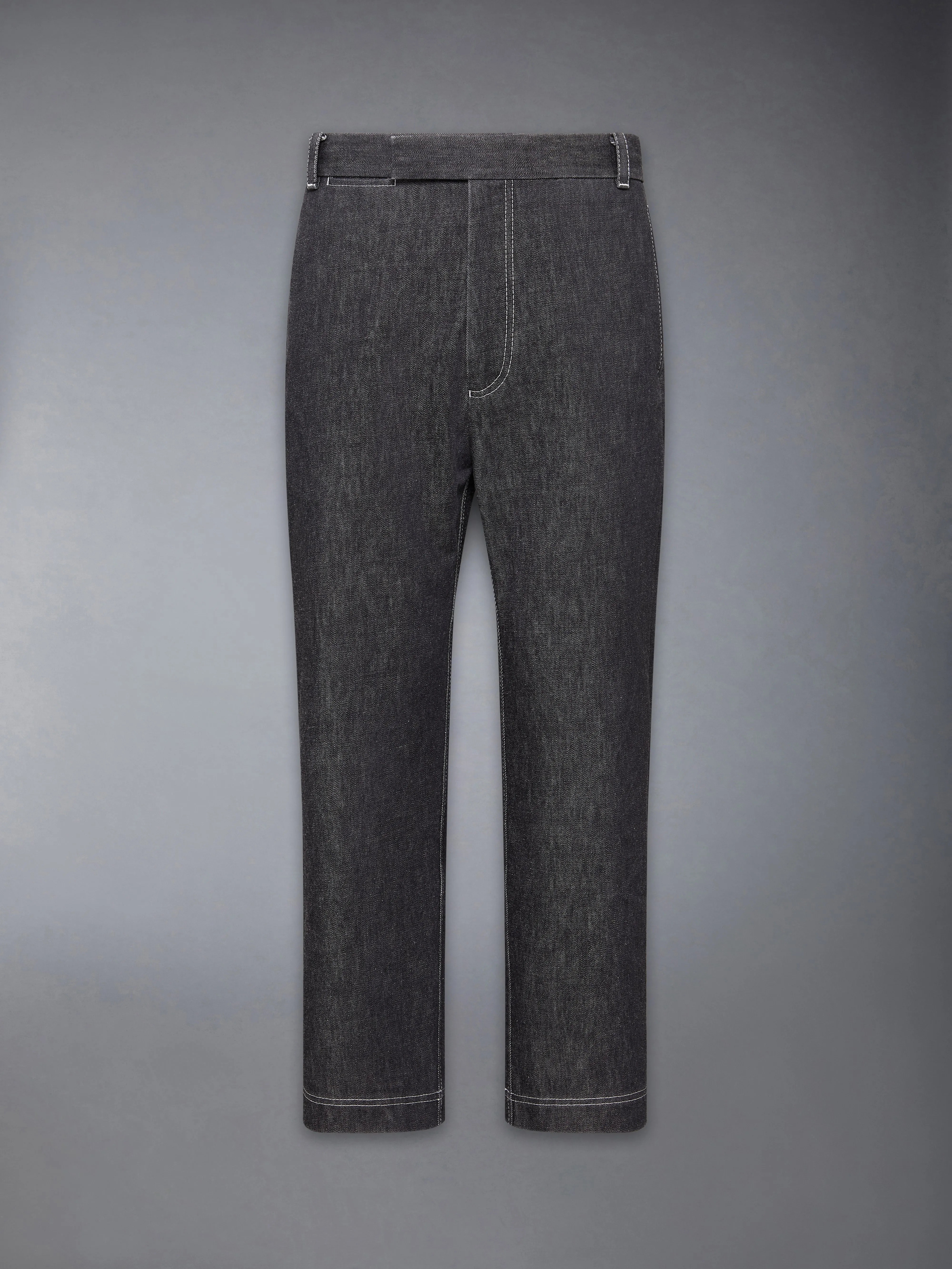 WASHED DENIM CONTRAST TOPSTITCHING UNCONSTRUCTED STRAIGHT LEG TROUSERS sold by Thom Browne product image thumbnail 5