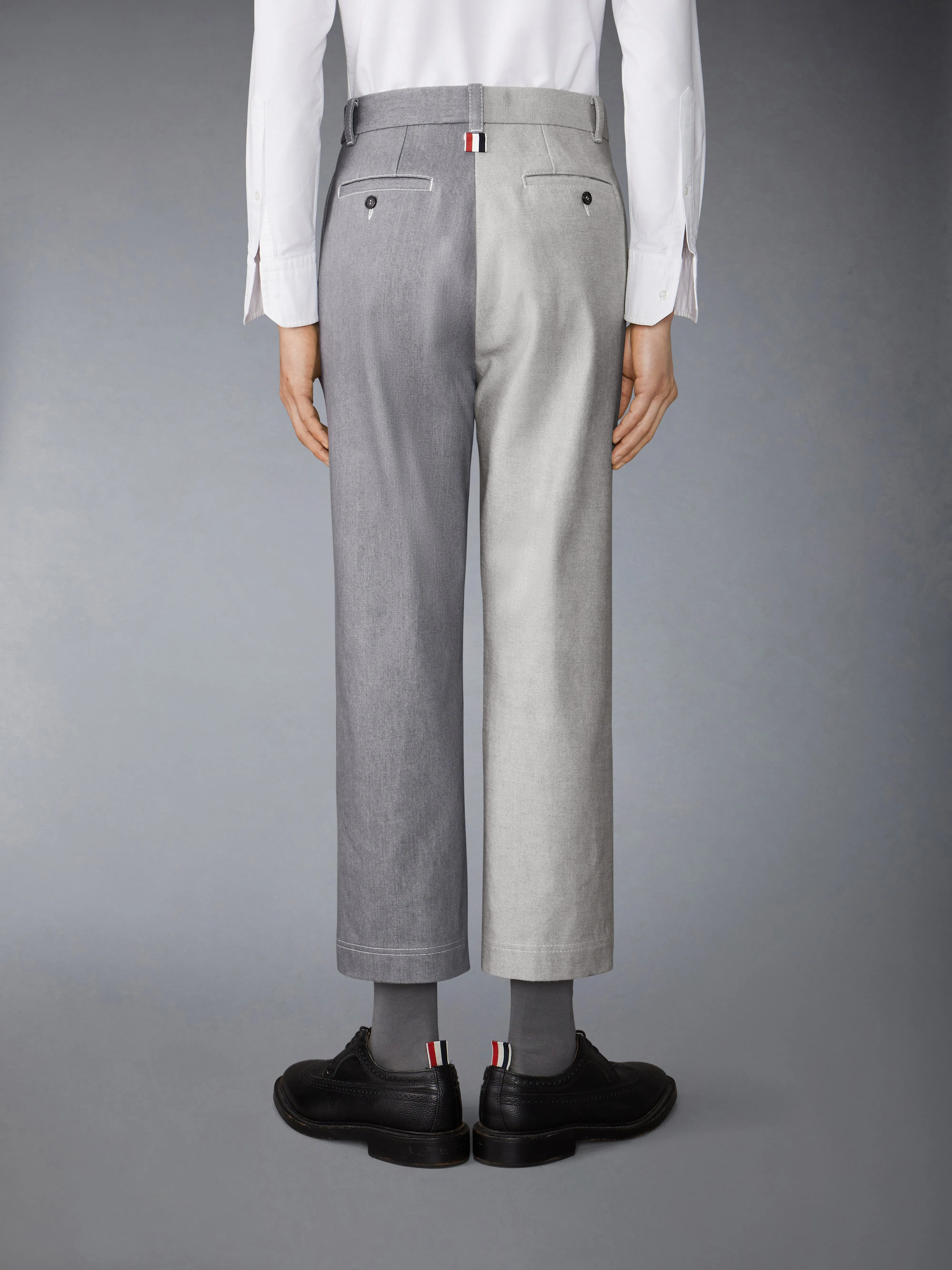 WASHED DENIM CONTRAST TOPSTITCHING UNCONSTRUCTED STRAIGHT LEG TROUSERS sold by Thom Browne product image thumbnail 2