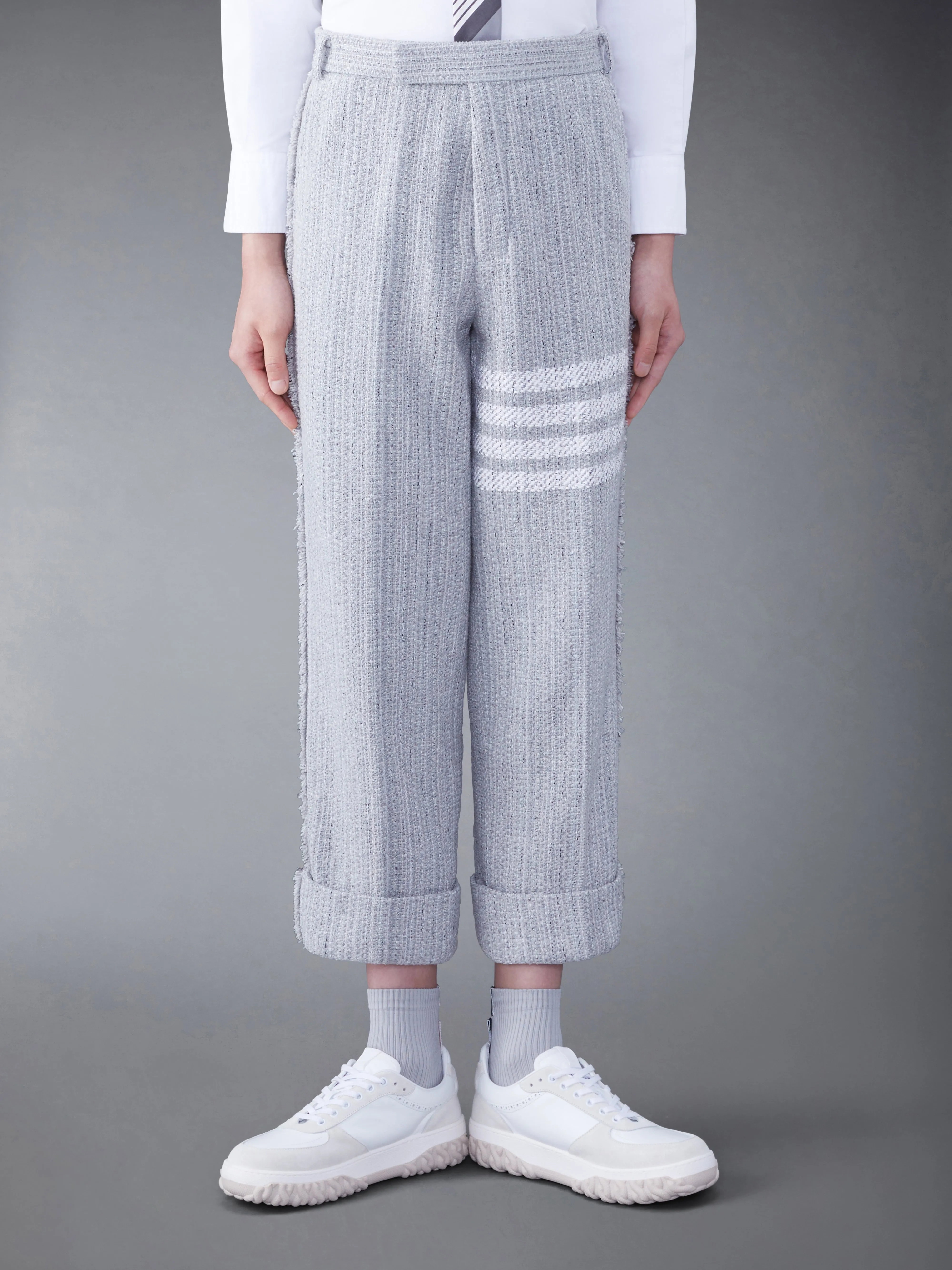 TWEED FRAY 4-BAR SACK TROUSER sold by Thom Browne