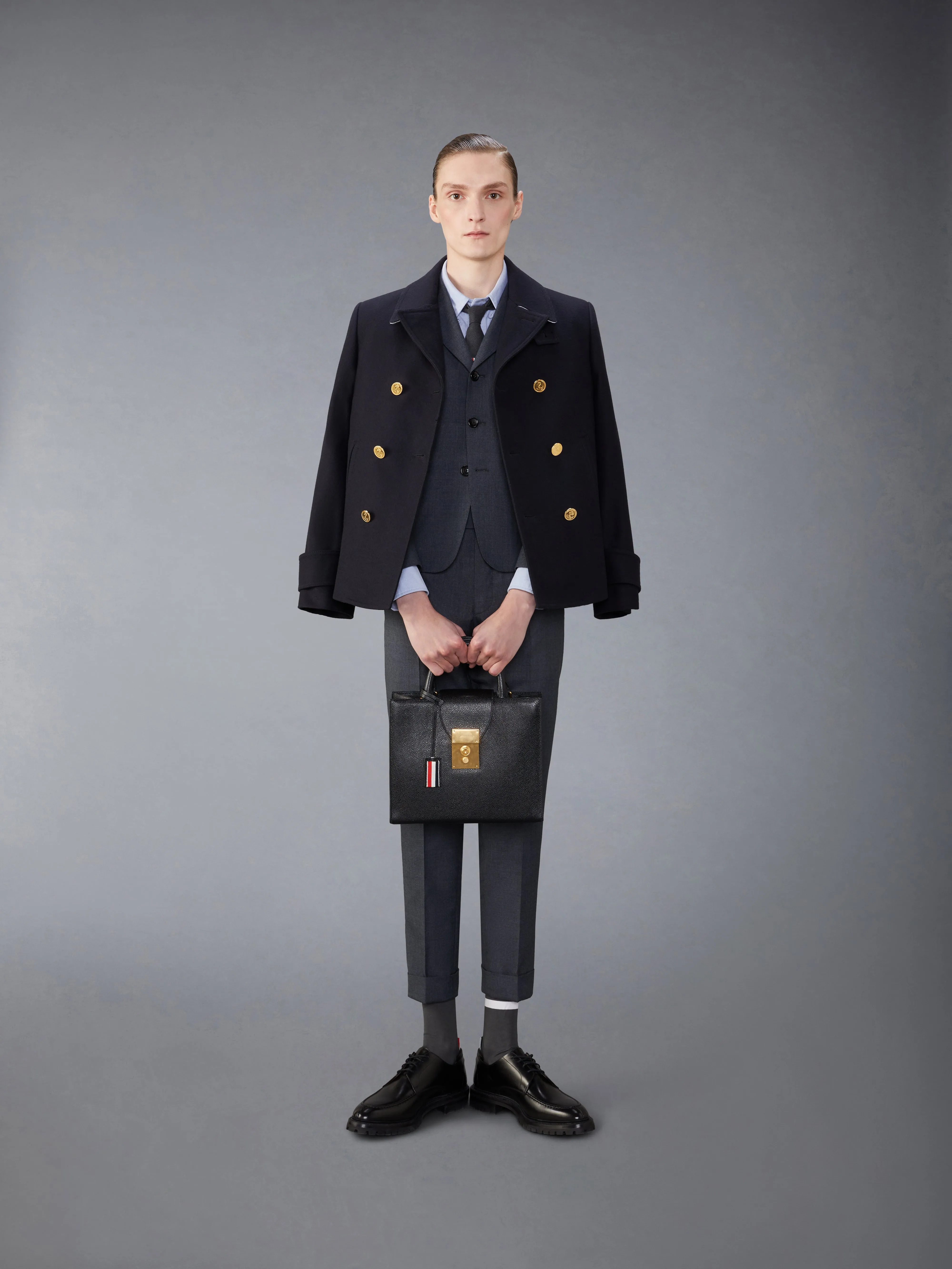 SCHOOL UNIFORM MID RISE SKINNY TROUSERS sold by Thom Browne product image thumbnail 3