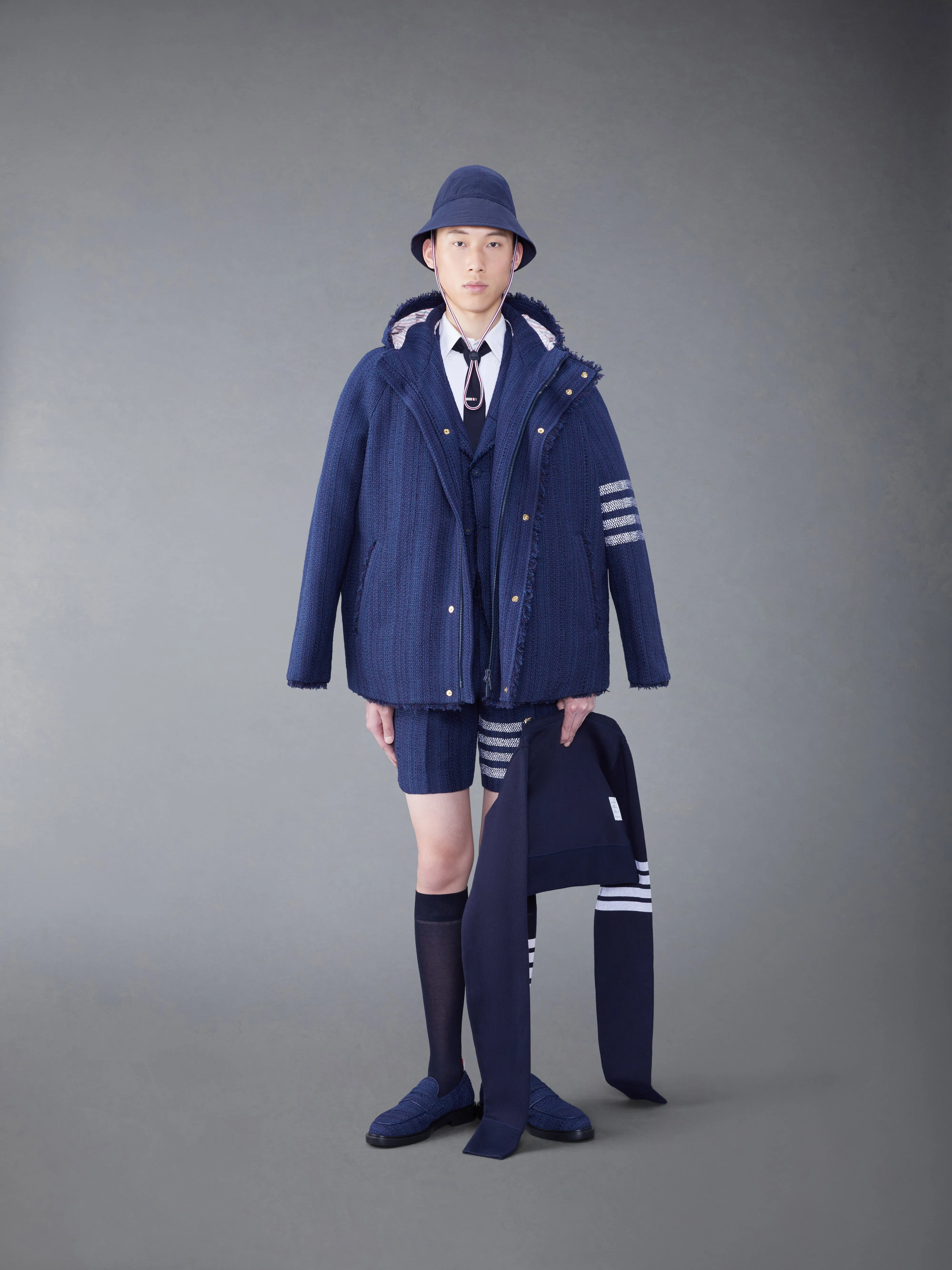 TWEED FRAY 4-BAR SACK SHORTS sold by Thom Browne product image thumbnail 4