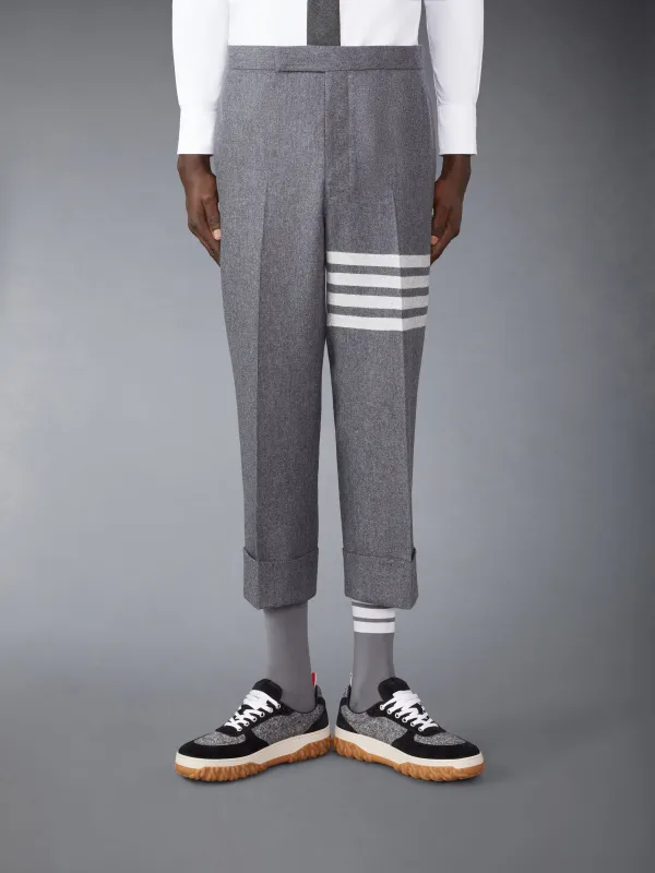 FLANNEL 4-BAR LOW RISE BACKSTRAP TROUSERS made by Thom Browne