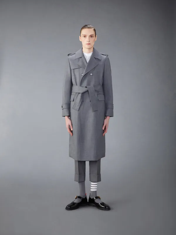 WOOL TWILL UNCONSTRUCTED TRENCH COAT sold by Thom Browne
