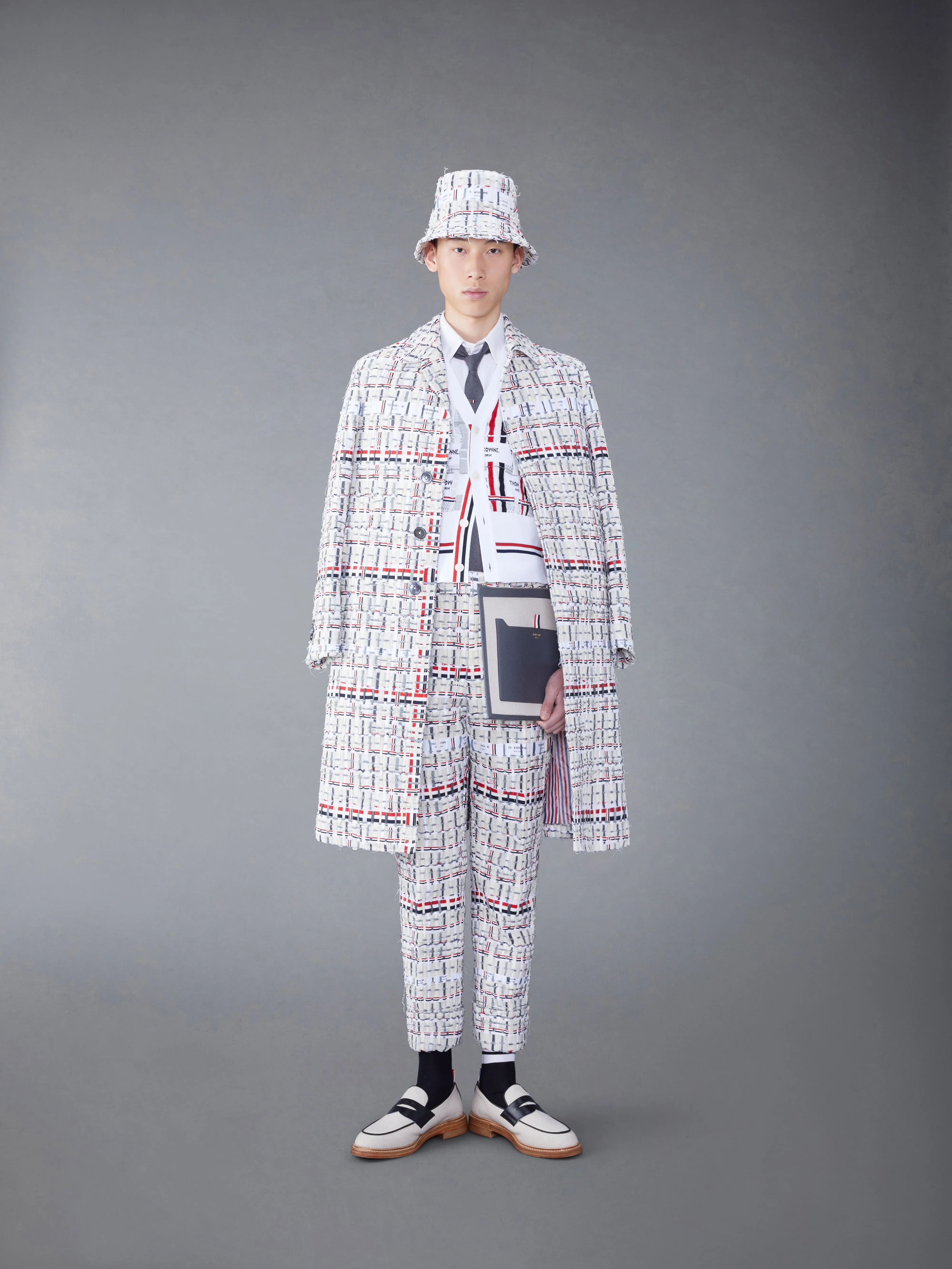 DECONSTRUCTED TWEED RELAXED BAL COLLAR OVERCOAT sold by Thom Browne product image thumbnail 3