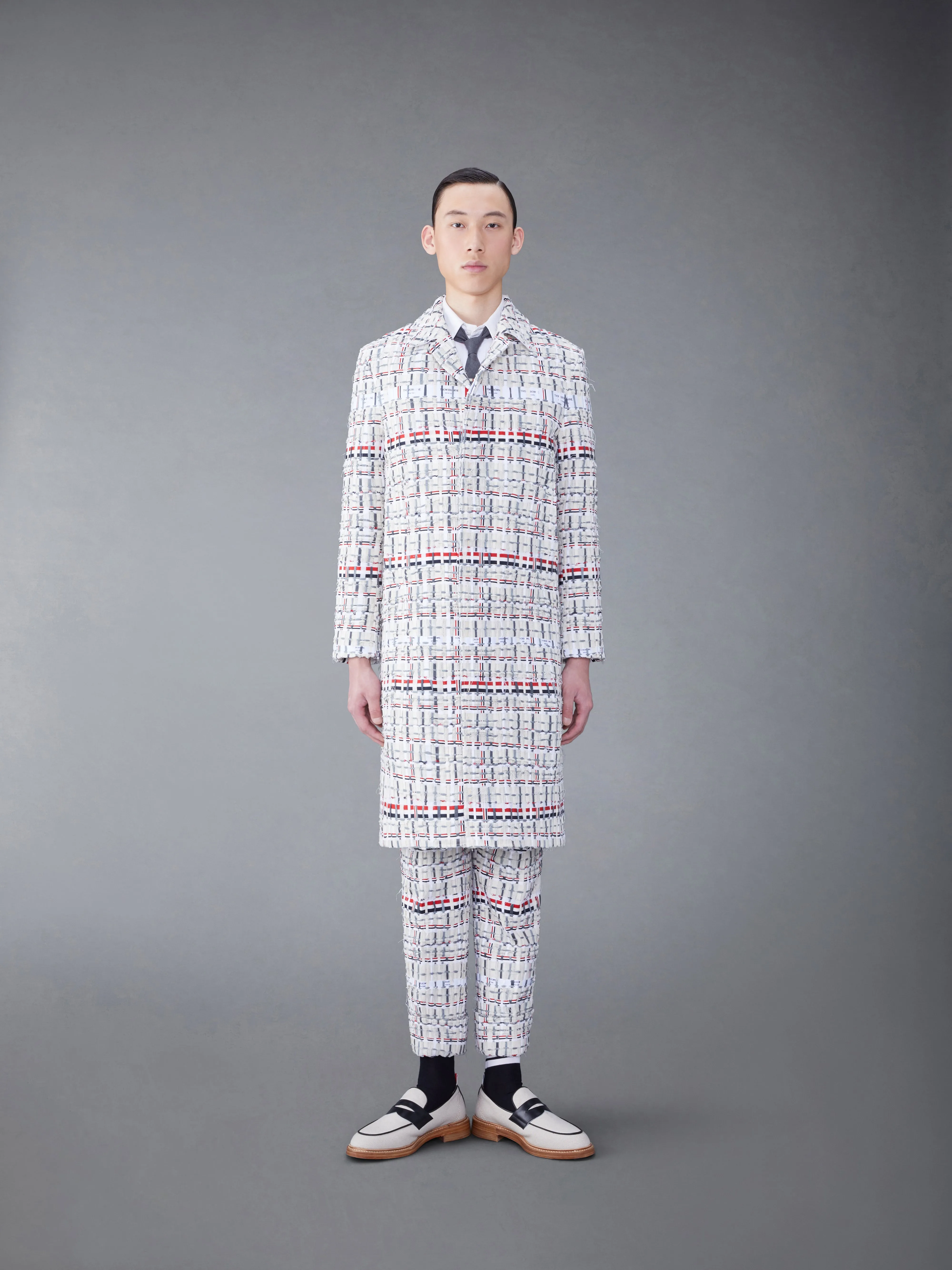 DECONSTRUCTED TWEED RELAXED BAL COLLAR OVERCOAT sold by Thom Browne