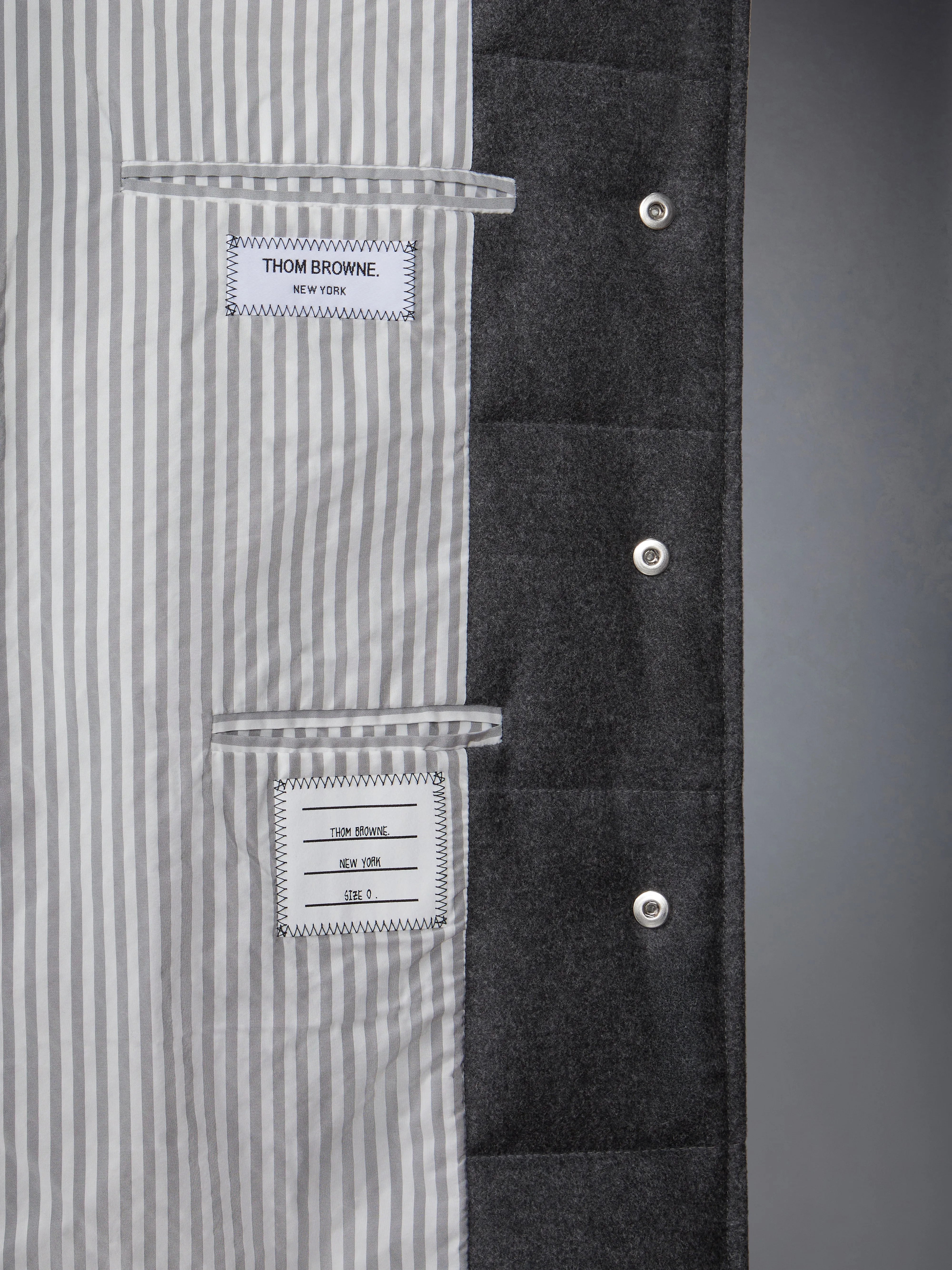 WOOL FLANNEL DOWN FILL CLASSIC BAL COLLAR OVERCOAT sold by Thom Browne product image thumbnail 5