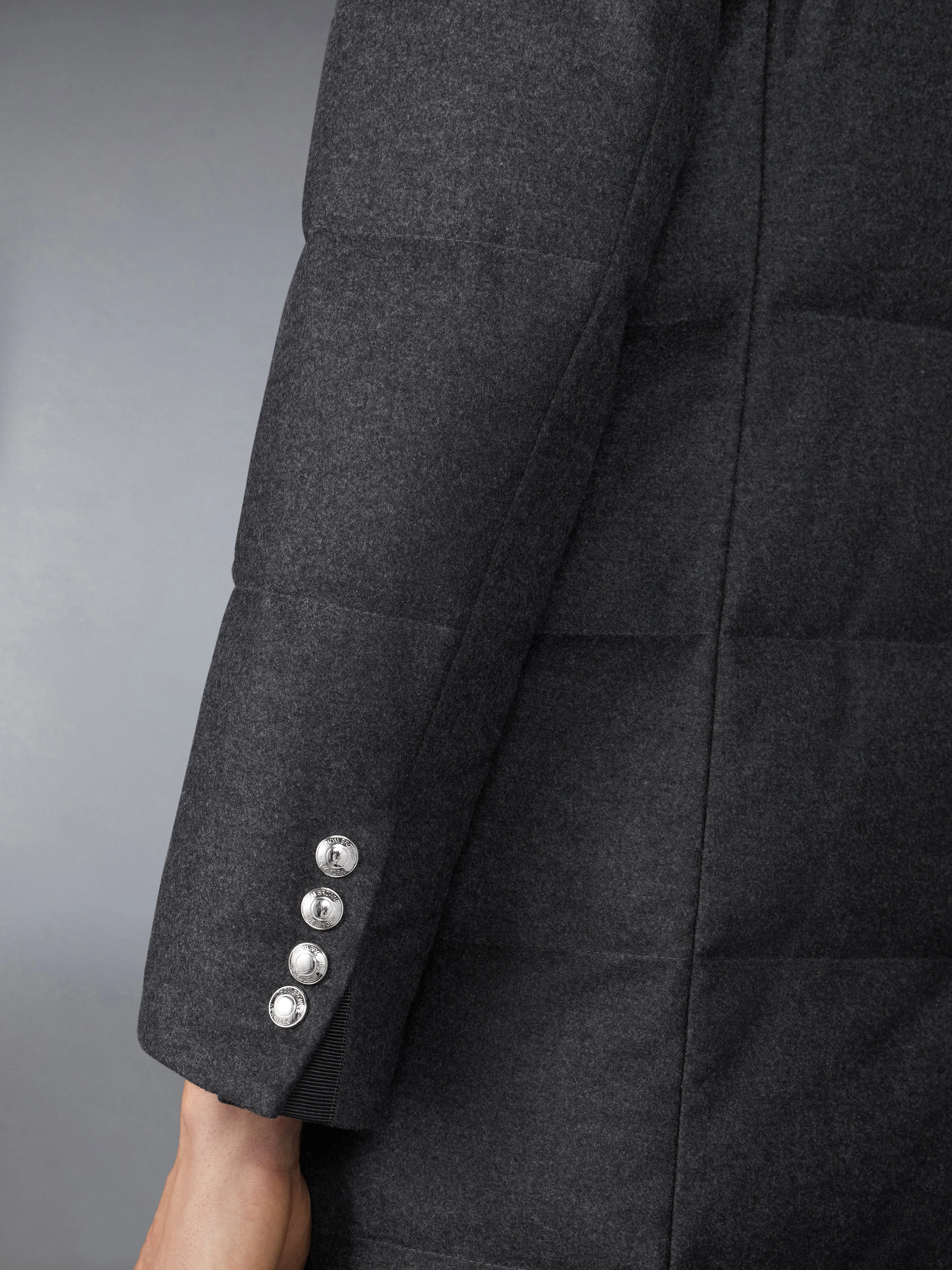 WOOL FLANNEL DOWN FILL CLASSIC BAL COLLAR OVERCOAT sold by Thom Browne product image thumbnail 4