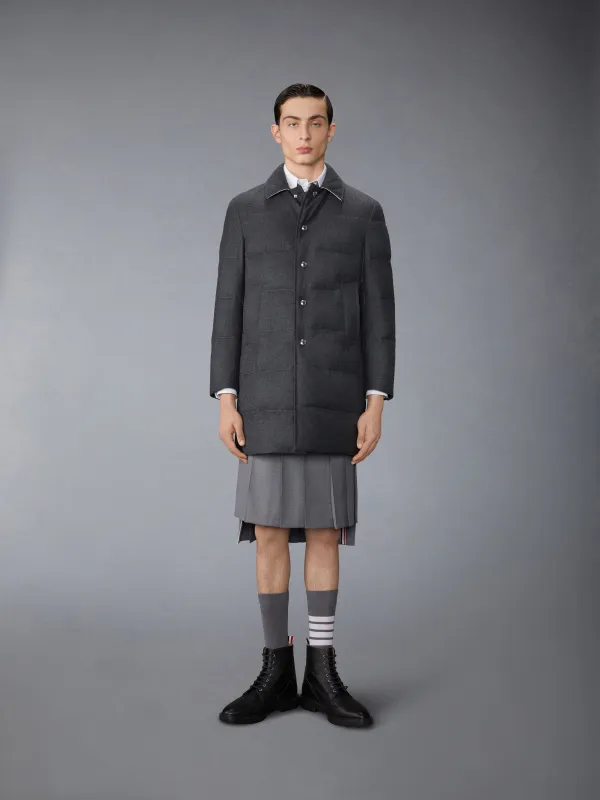 WOOL FLANNEL DOWN FILL CLASSIC BAL COLLAR OVERCOAT sold by Thom Browne