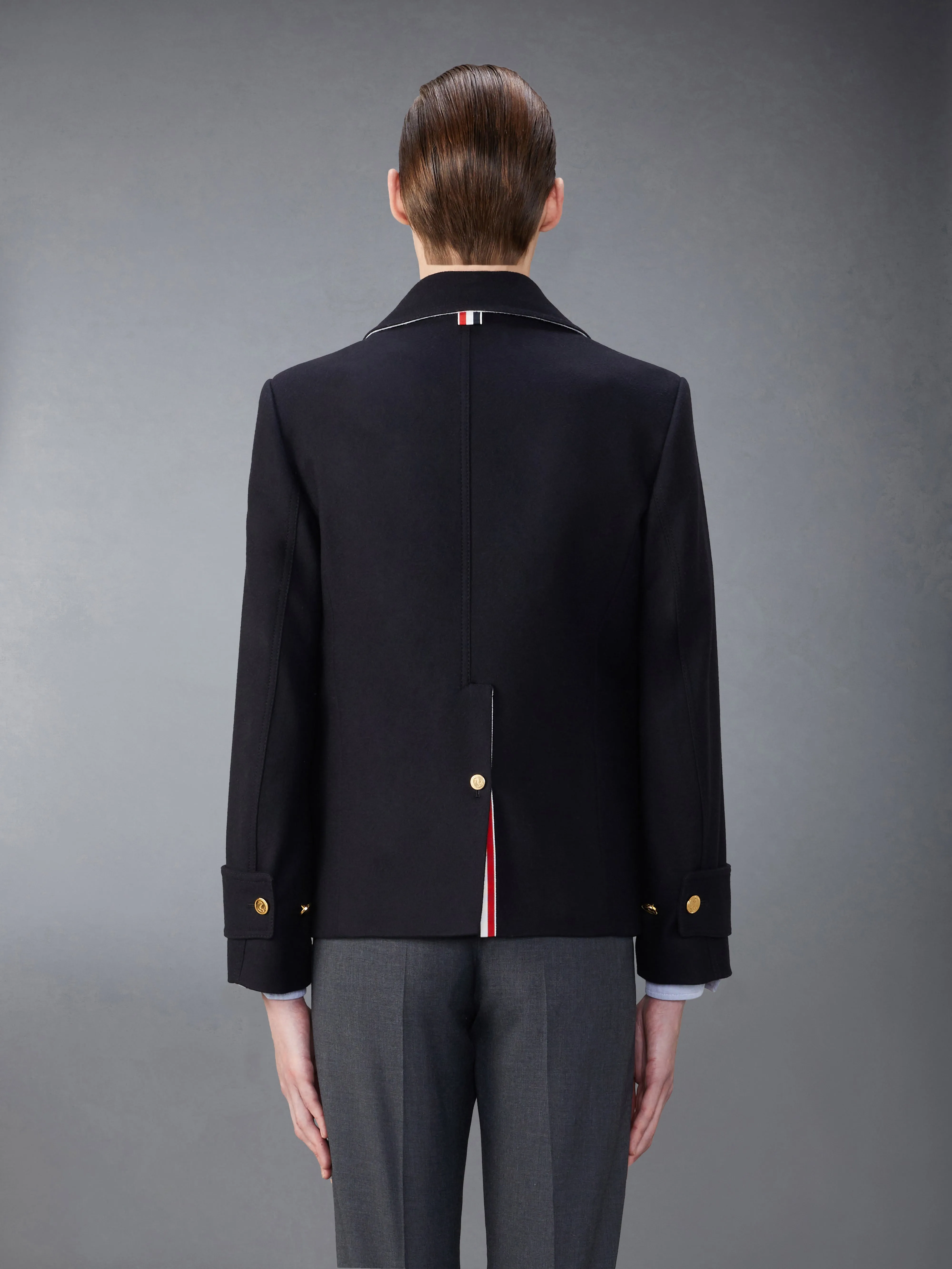 SPRING WEIGHT MELTON WOOL PEACOAT sold by Thom Browne product image thumbnail 2