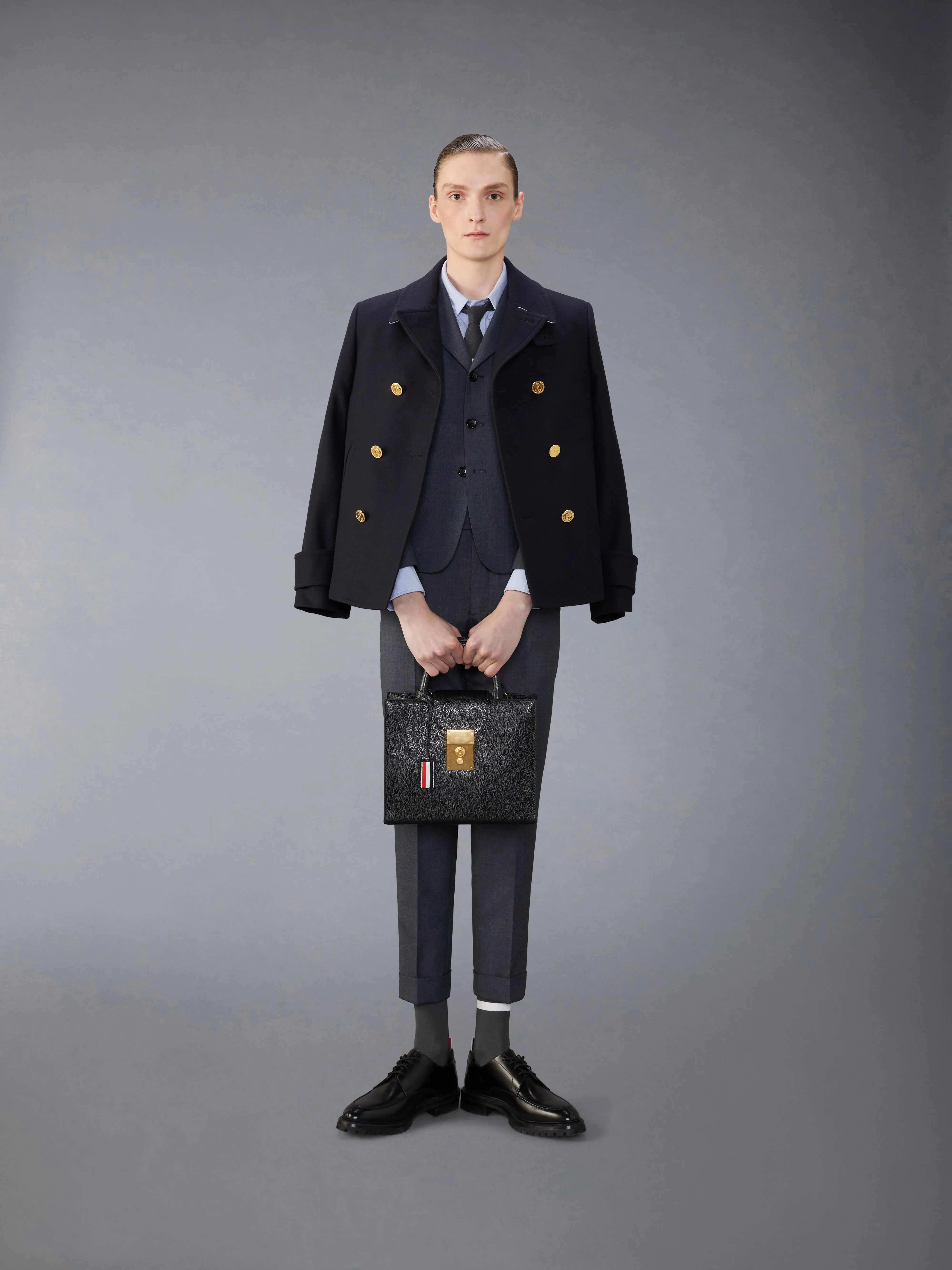 SPRING WEIGHT MELTON WOOL PEACOAT sold by Thom Browne product image thumbnail 3