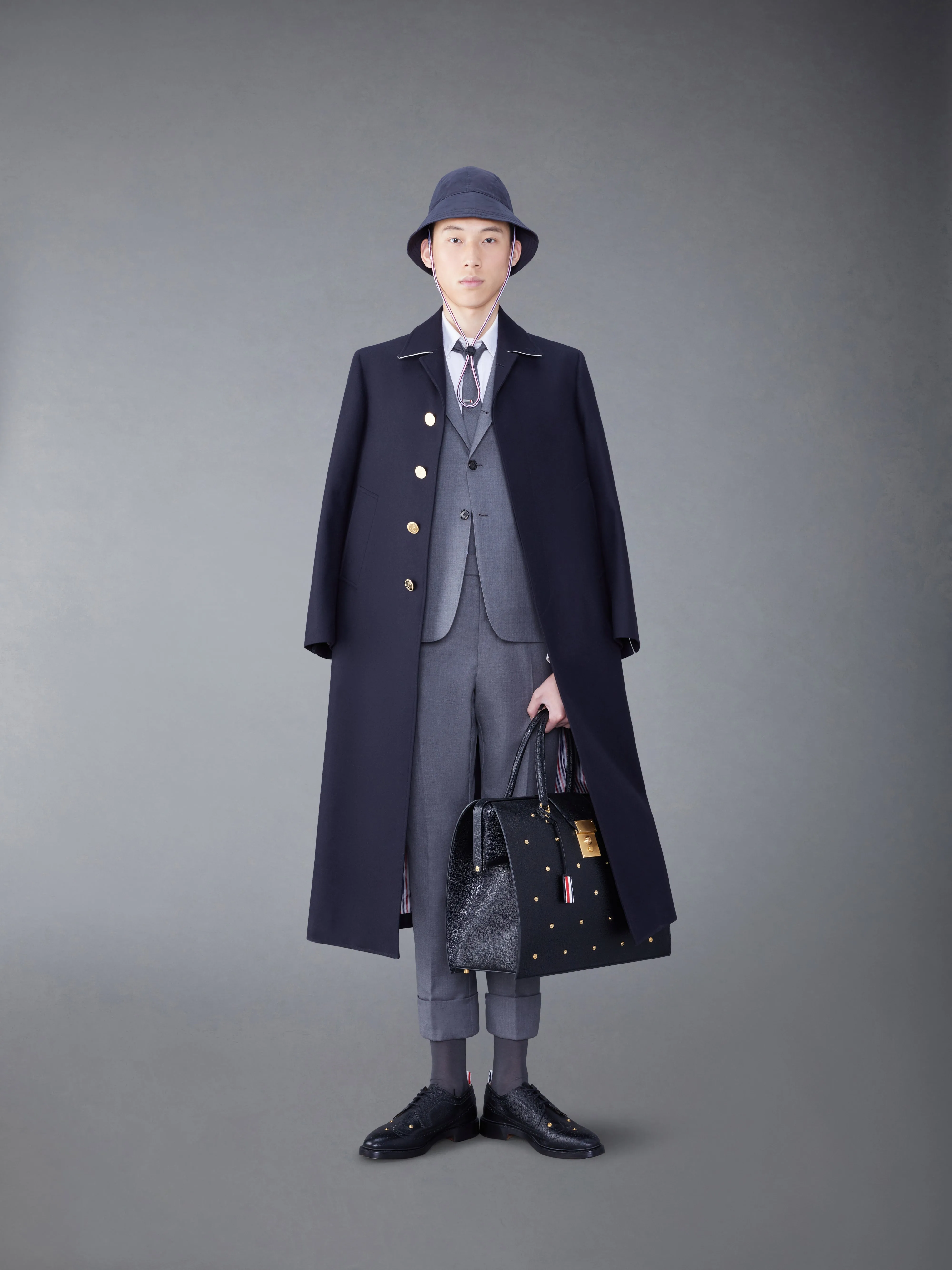 MELTON BUTTON BAL COLLAR COAT sold by Thom Browne product image thumbnail 3
