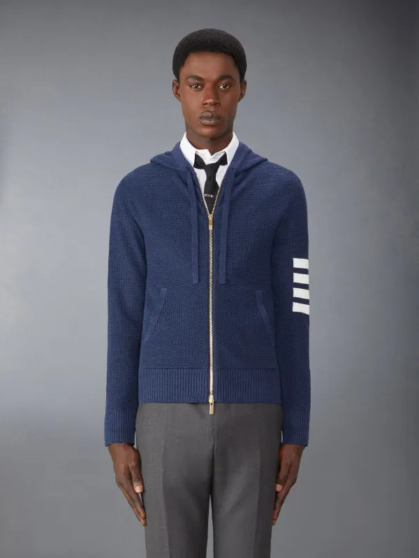 LINEN COTTON 4-BAR RELAXED FIT ZIP UP HOODIE sold by Thom Browne