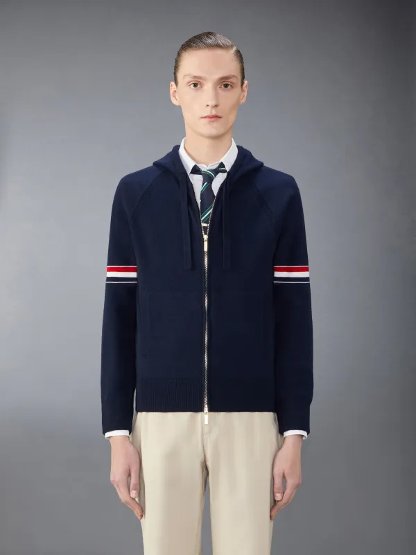CASHMERE ARMBAND ZIP UP HOODIE sold by Thom Browne