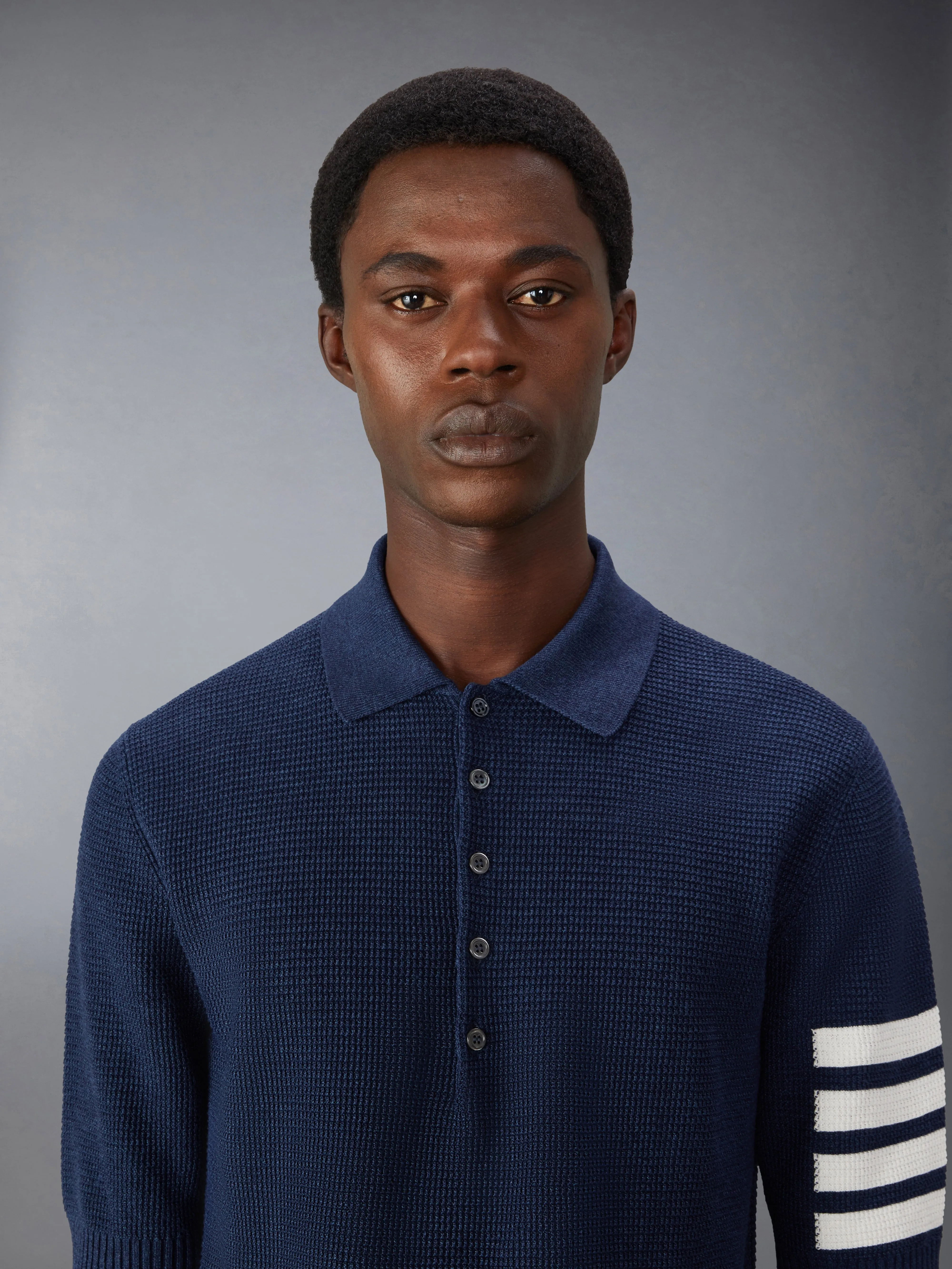 LINEN COTTON 4-BAR RELAXED FIT POLO sold by Thom Browne product image thumbnail 4