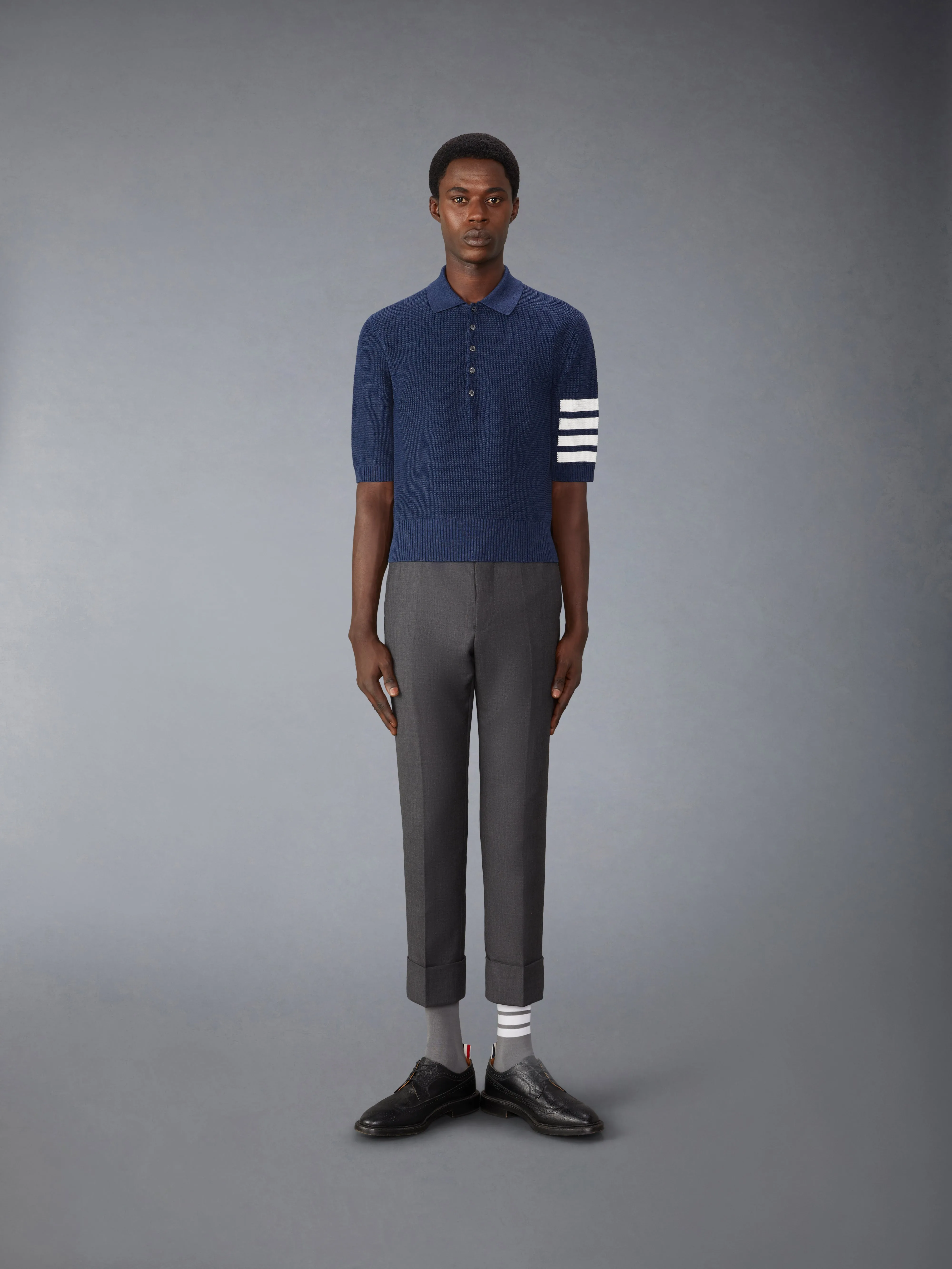 LINEN COTTON 4-BAR RELAXED FIT POLO sold by Thom Browne product image thumbnail 3