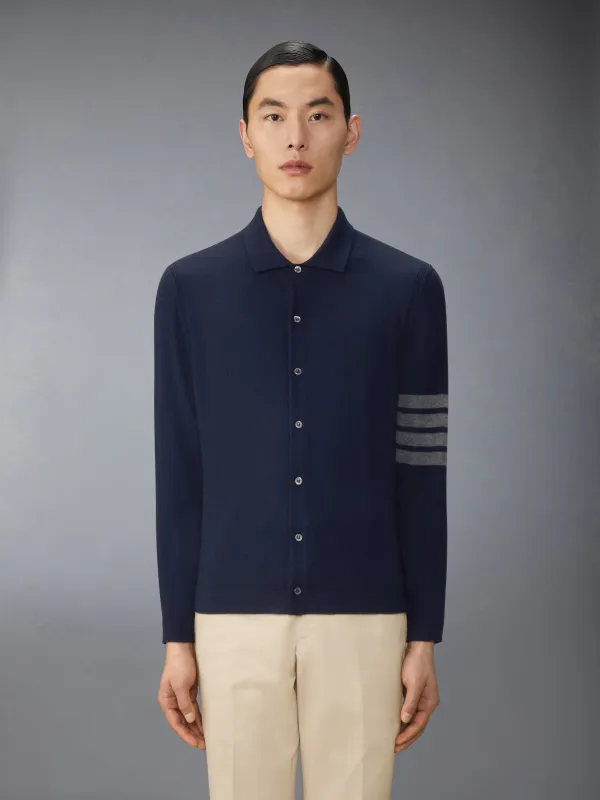CASHMERE JERSEY STITCH 4-BAR SHIRT sold by Thom Browne