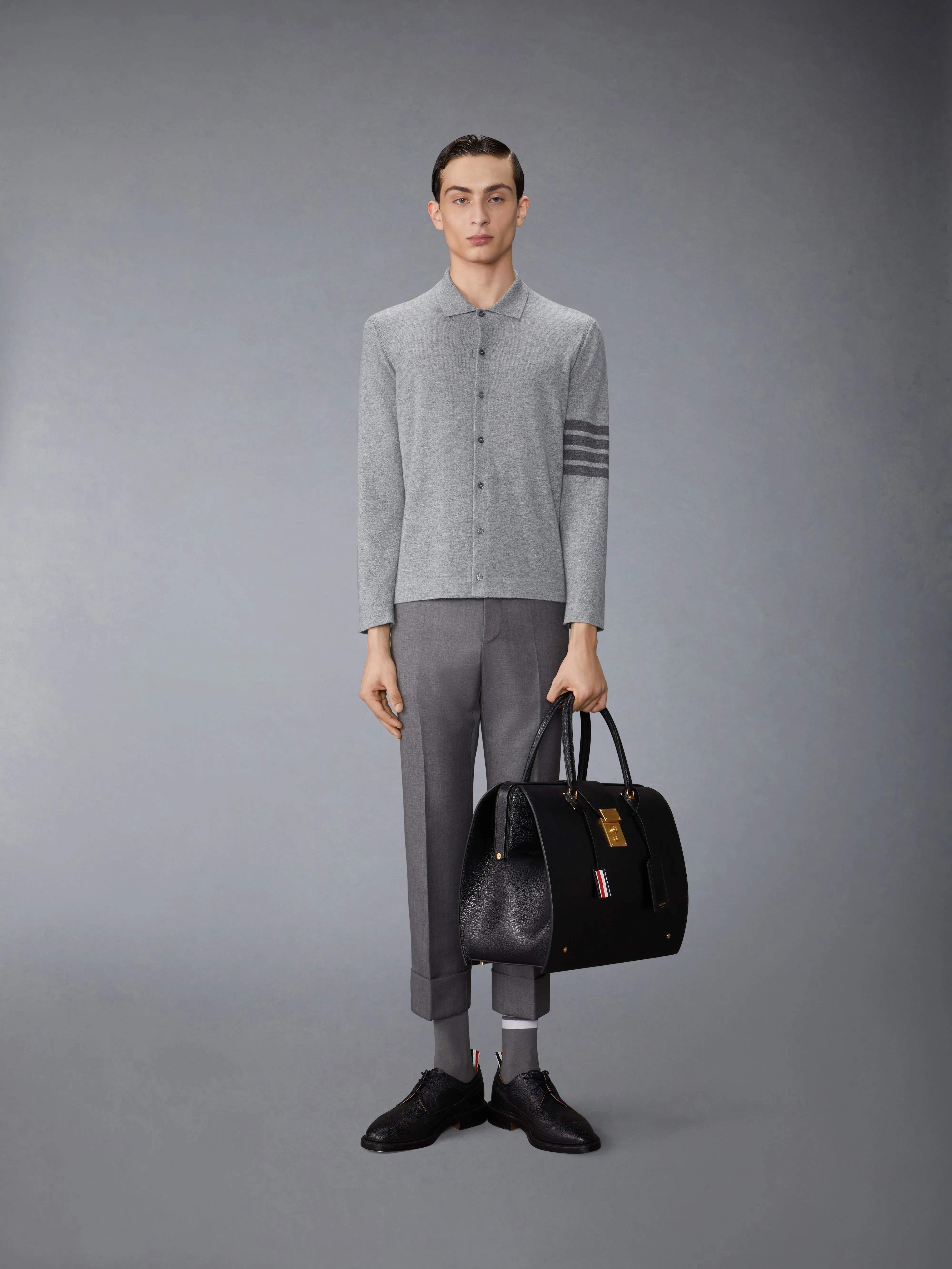 CASHMERE JERSEY STITCH 4-BAR SHIRT sold by Thom Browne product image thumbnail 3