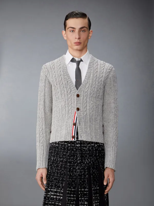 IRISH WOOL HANDKNIT CABLE STITCH CLASSIC CARDIGAN sold by Thom Browne