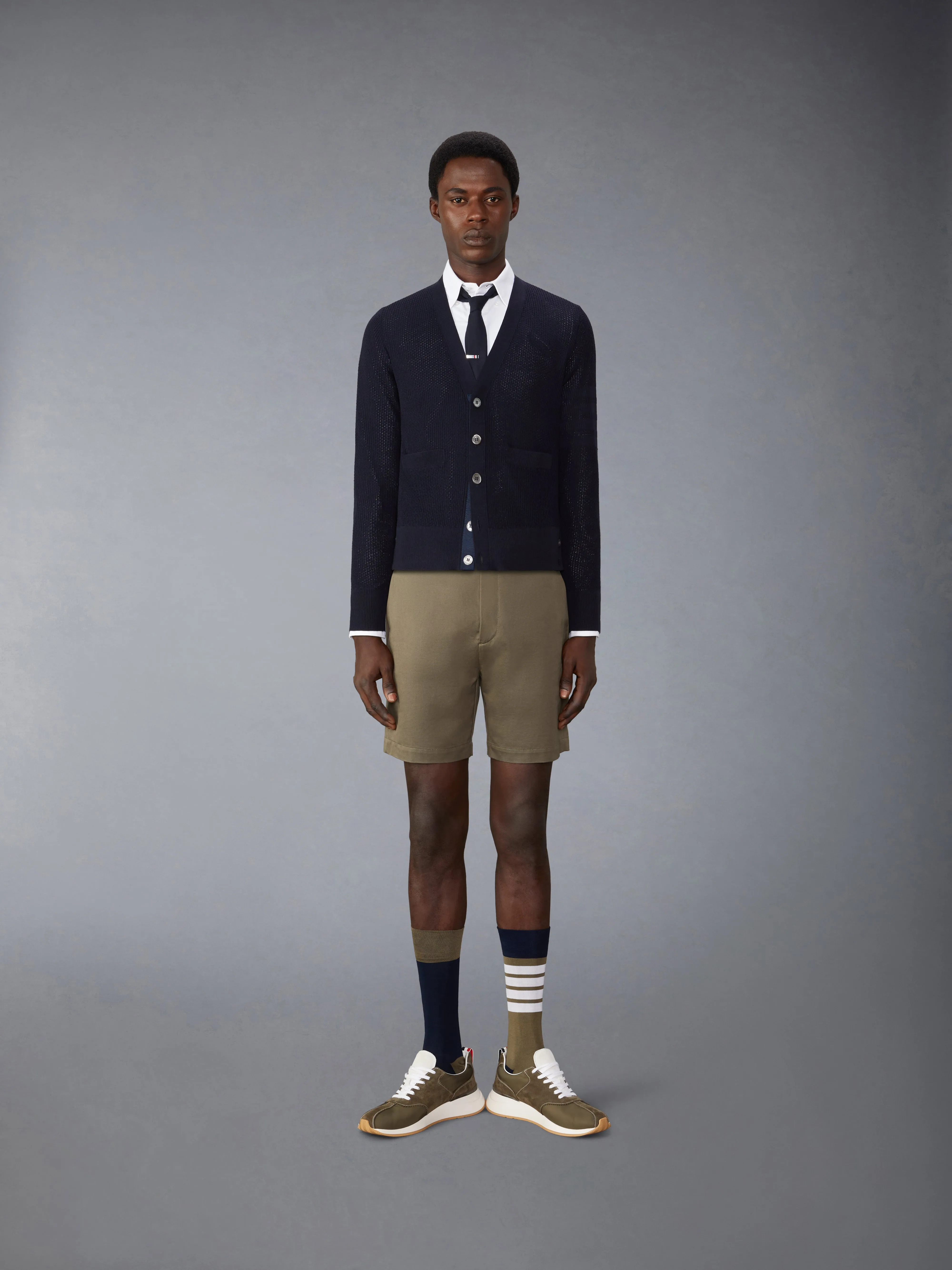 WOOL CREPE 4-BAR RELAXED FIT CARDIGAN sold by Thom Browne product image thumbnail 3