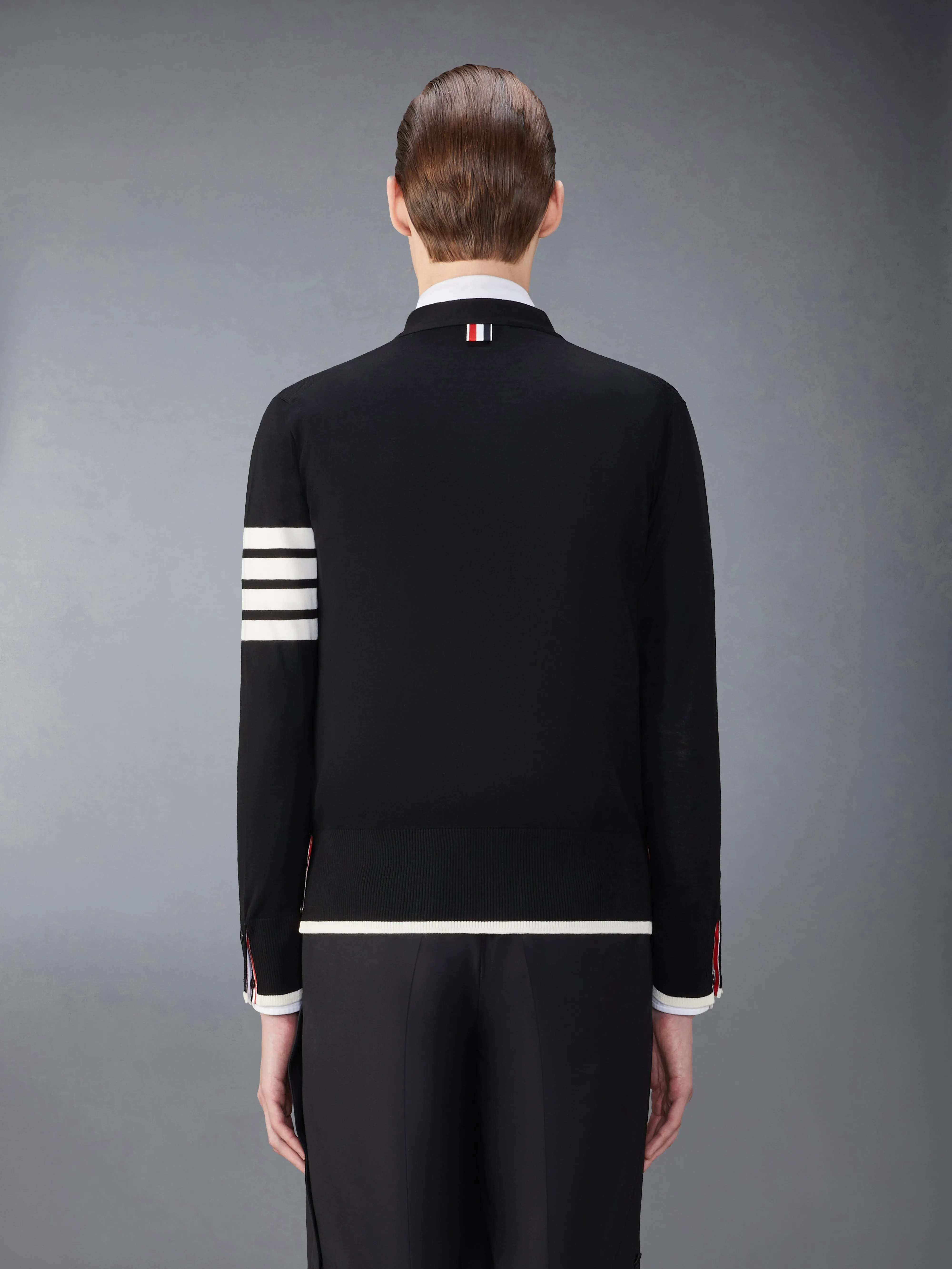 FINE MERINO WOOL 4-BAR RELAXED FIT CARDIGAN sold by Thom Browne product image thumbnail 2