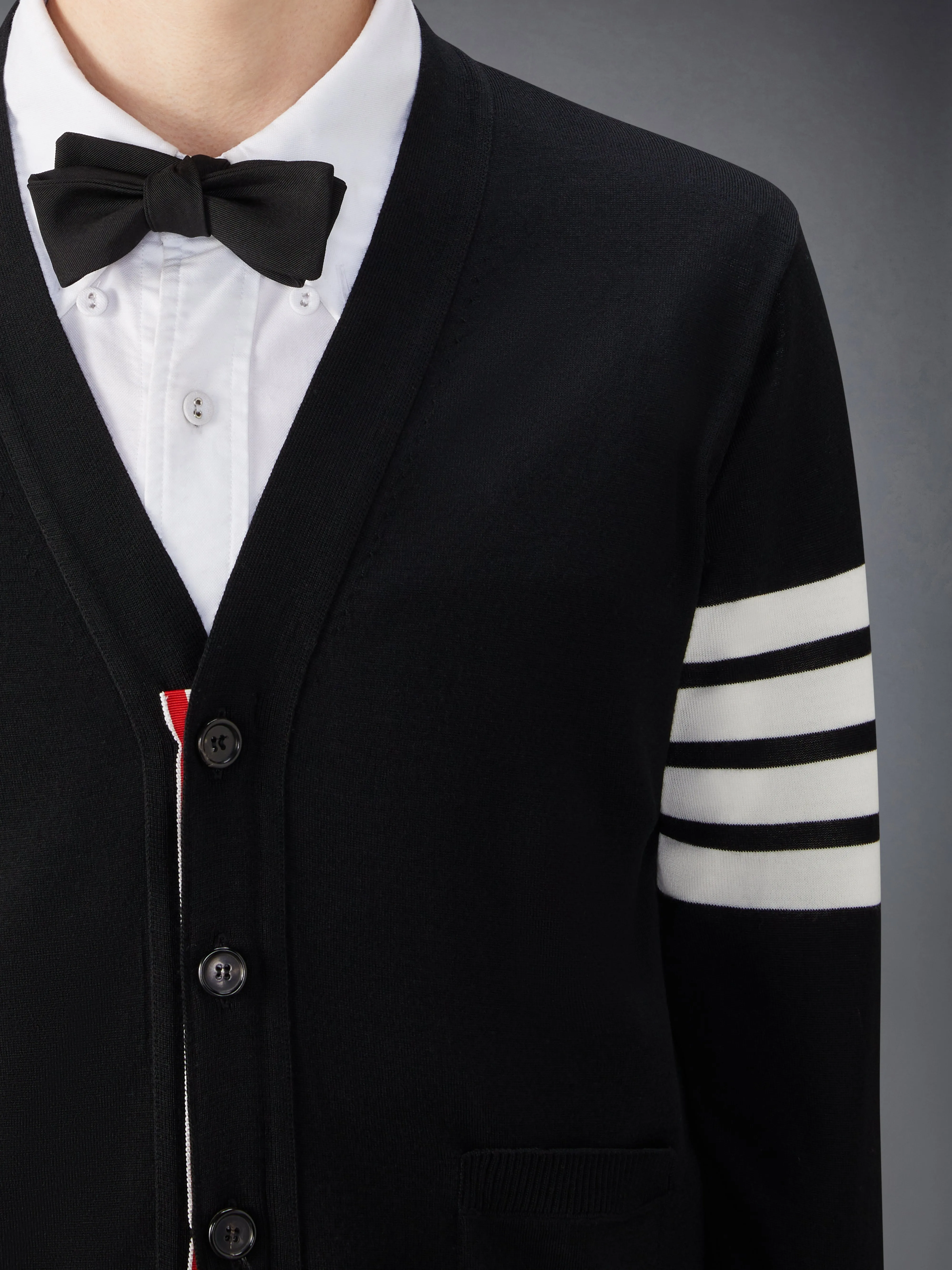 FINE MERINO WOOL 4-BAR RELAXED FIT CARDIGAN sold by Thom Browne product image thumbnail 4