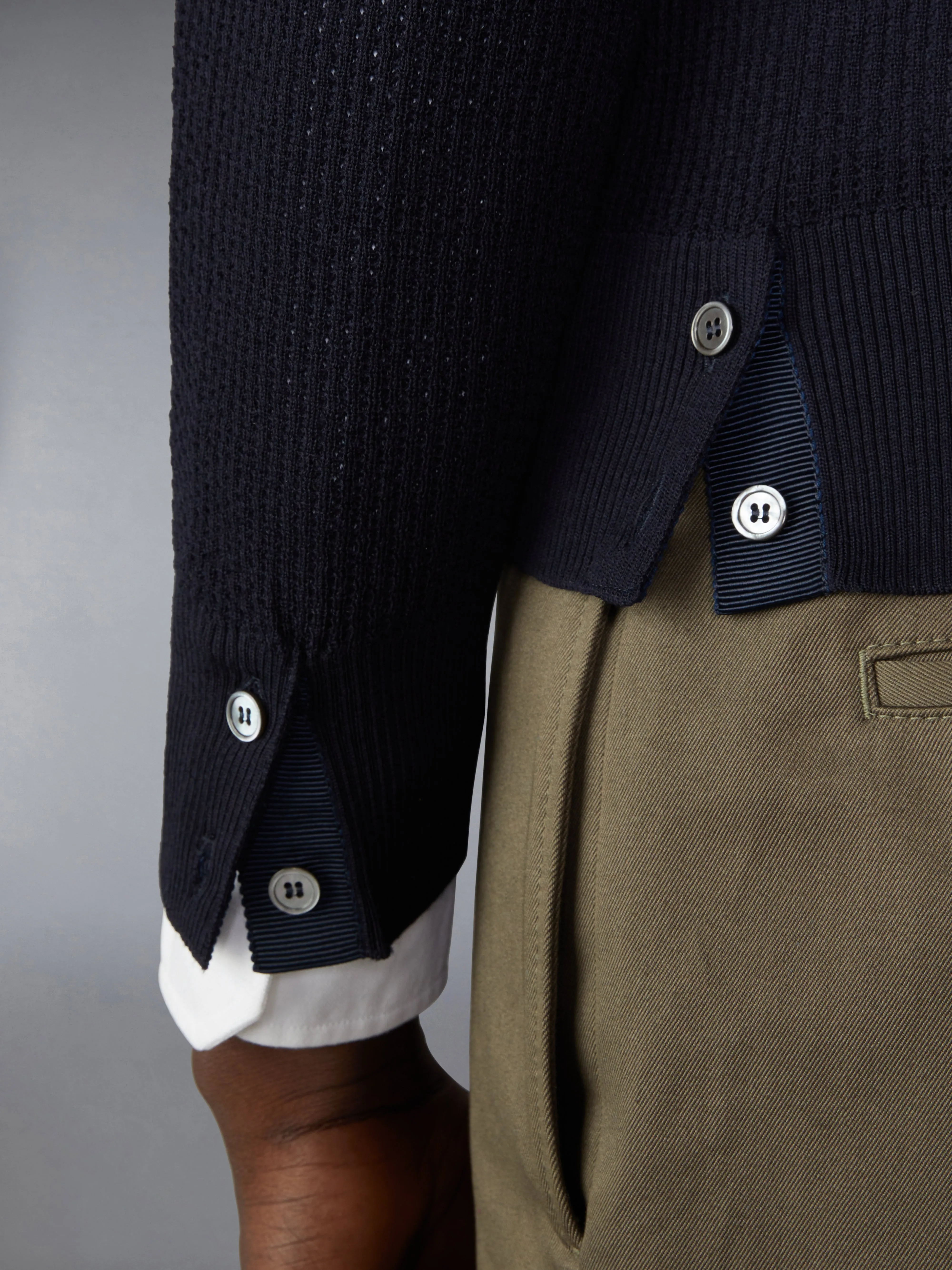 WOOL CREPE 4-BAR RELAXED FIT PULLOVER sold by Thom Browne product image thumbnail 5