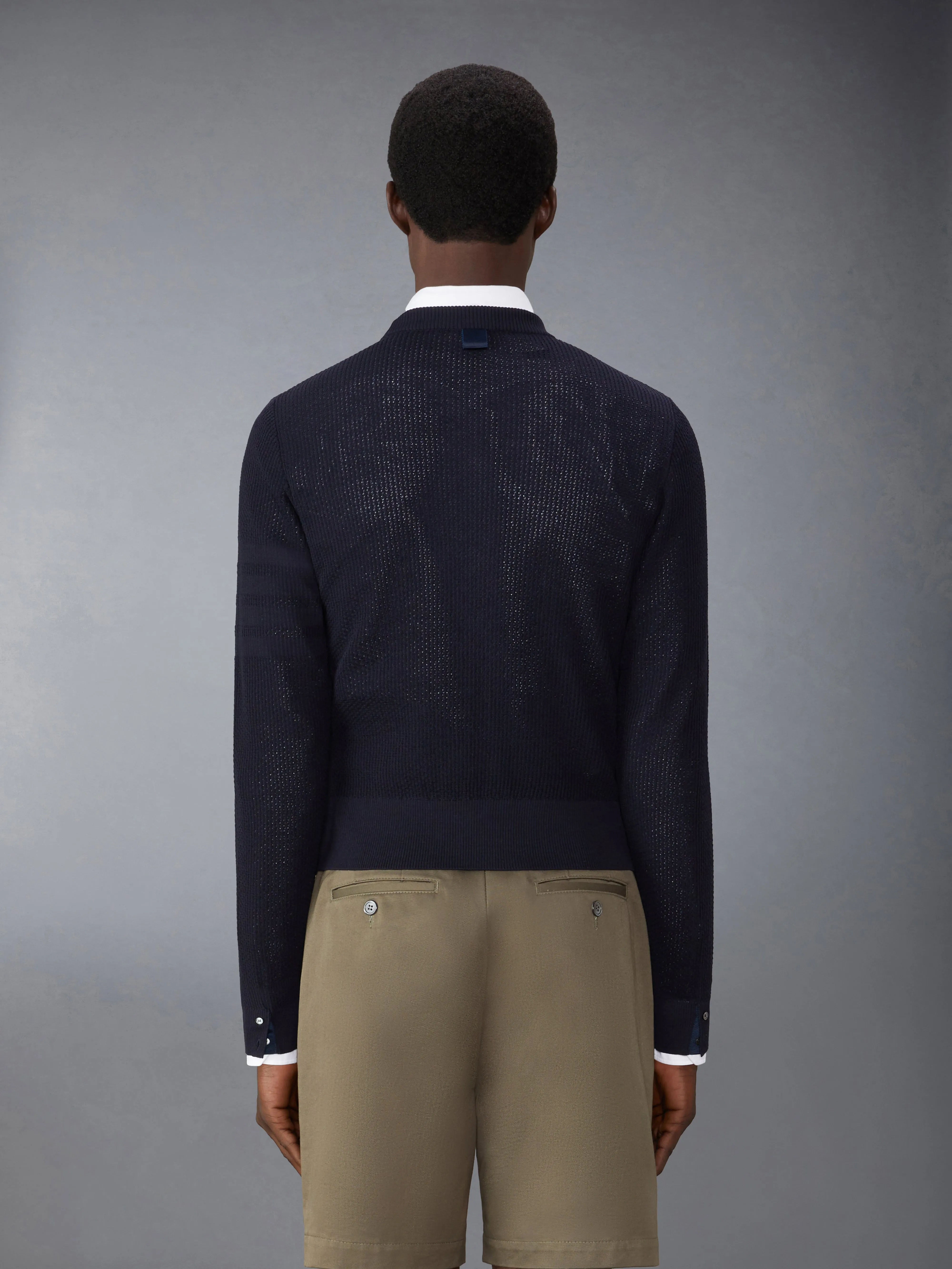WOOL CREPE 4-BAR RELAXED FIT PULLOVER sold by Thom Browne product image thumbnail 2