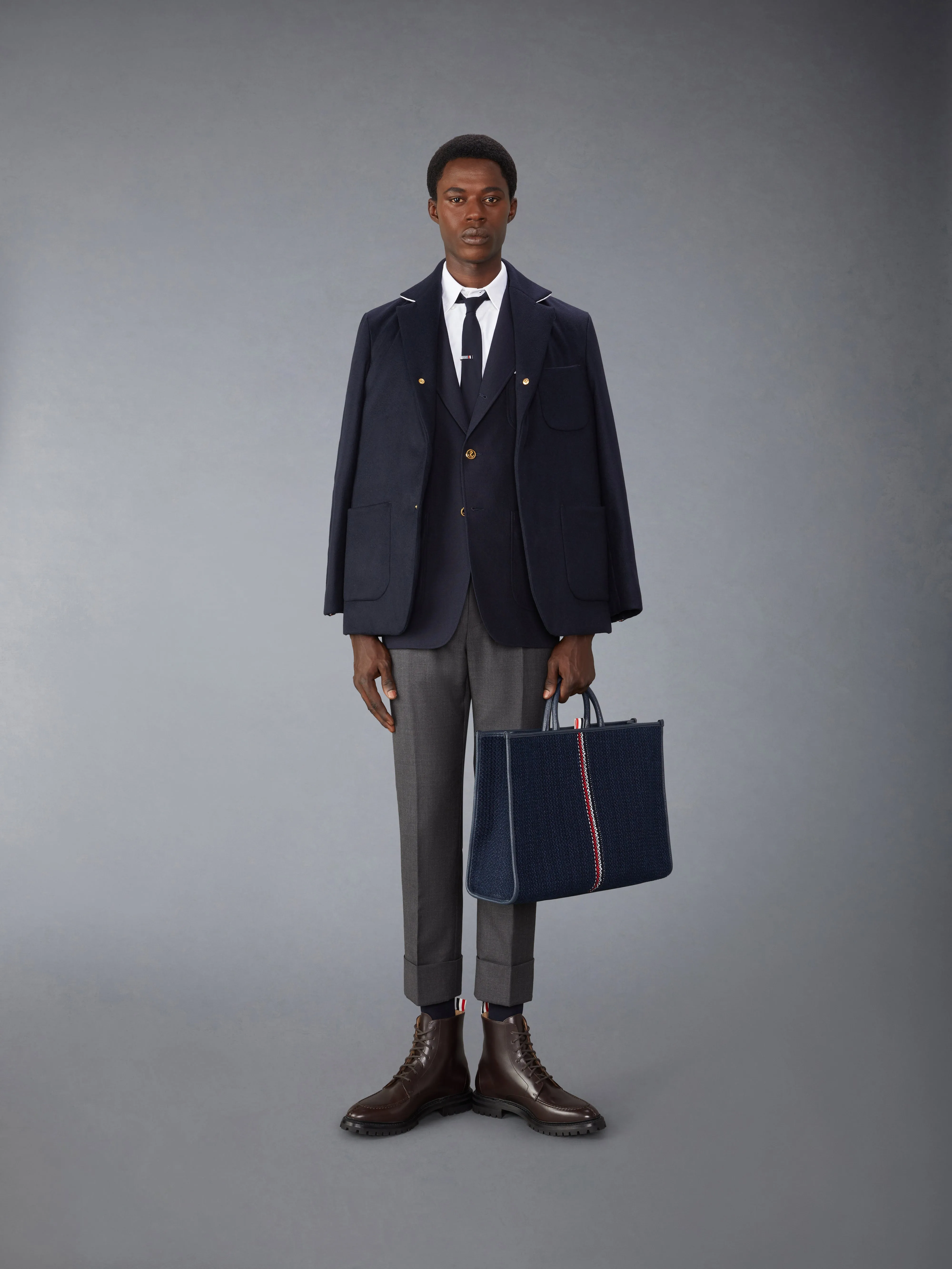 CRISPY WOOL UNSTRUCTURED SACK SPORT COAT sold by Thom Browne product image thumbnail 4