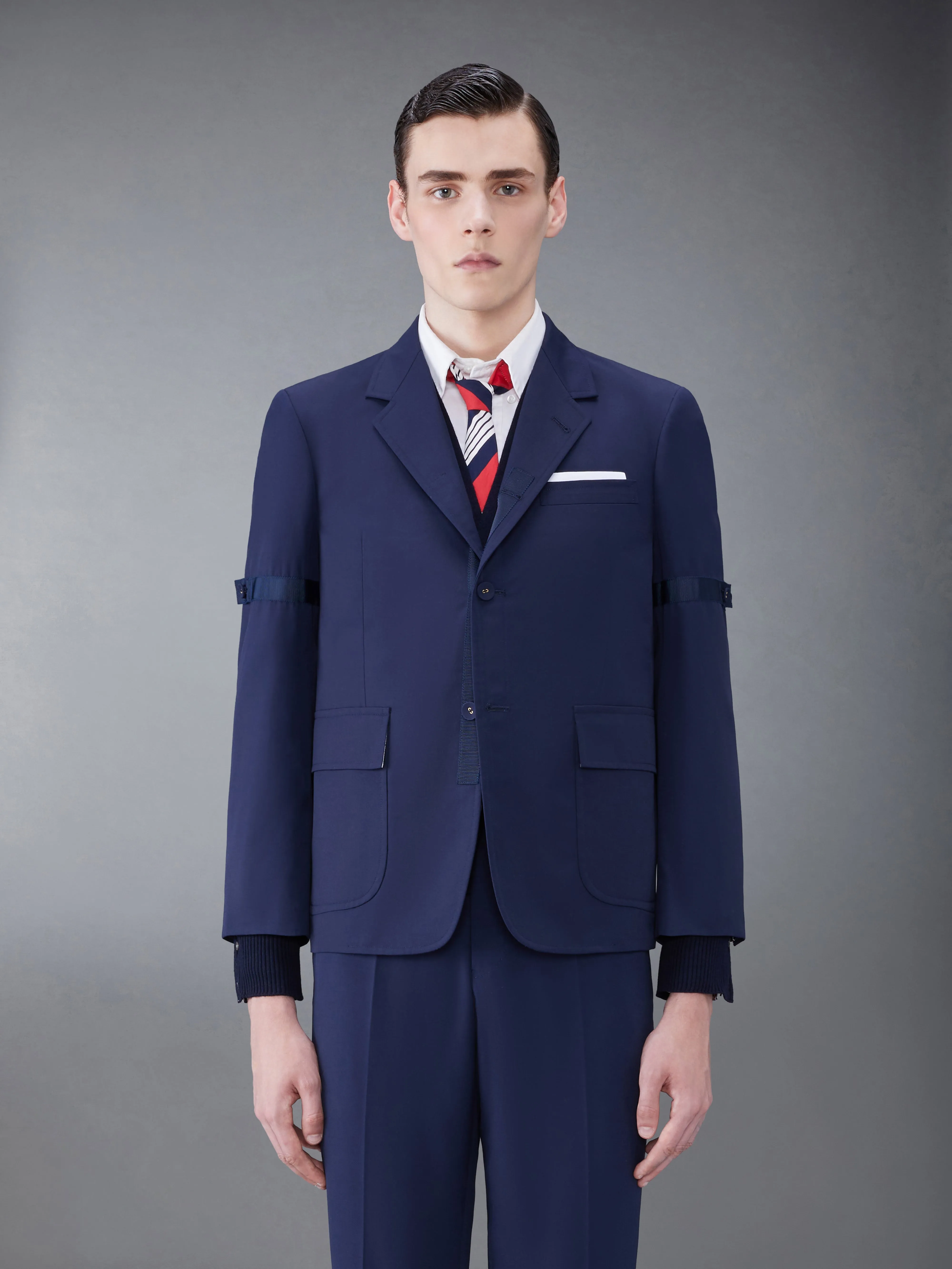 TYPEWRITER CLOTH ARMBAND STRAIGHT FIT SPORT COAT sold by Thom Browne