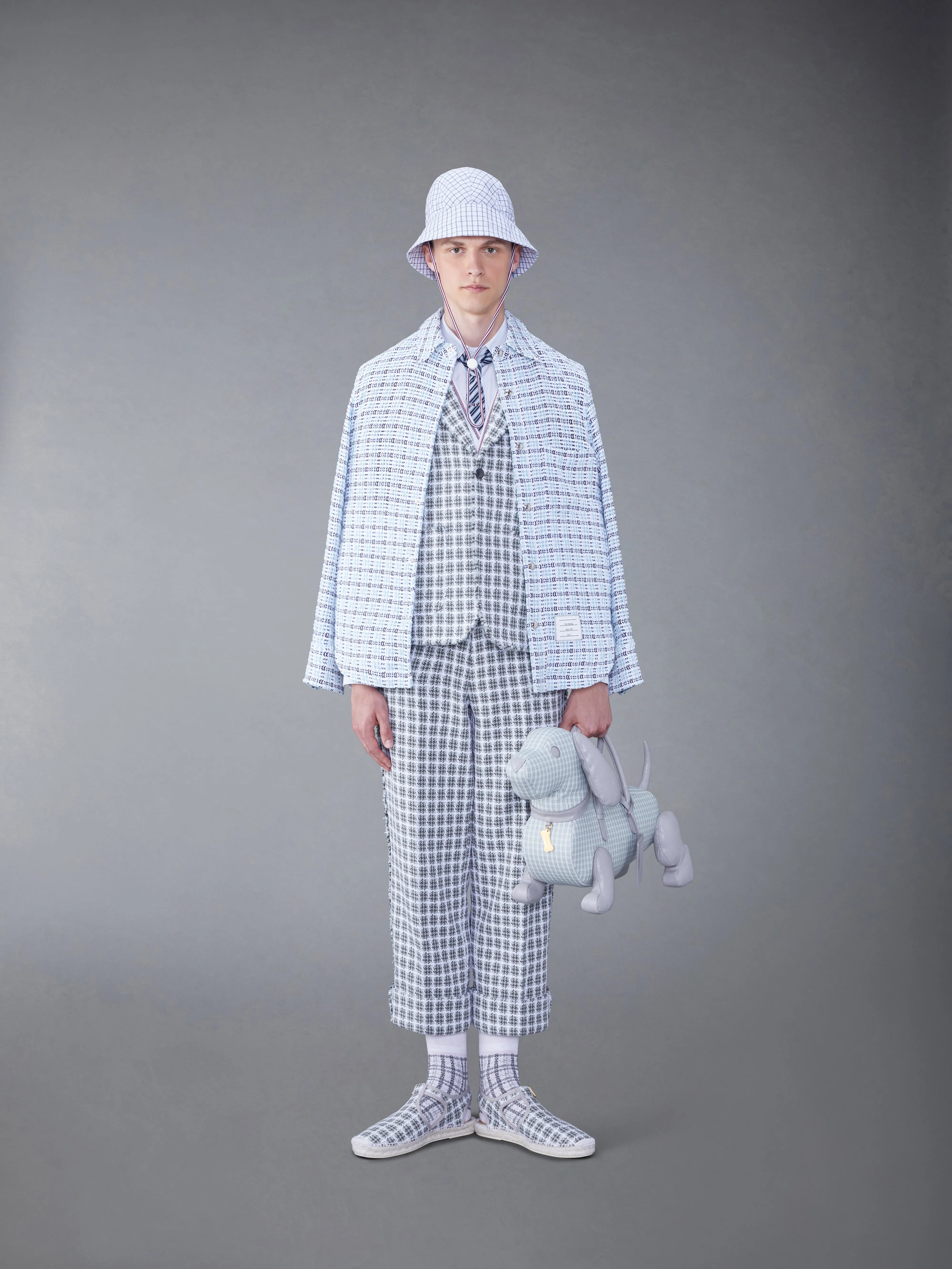 CHECK SUMMER TWEED FRAY SACK SPORT COAT sold by Thom Browne product image thumbnail 4