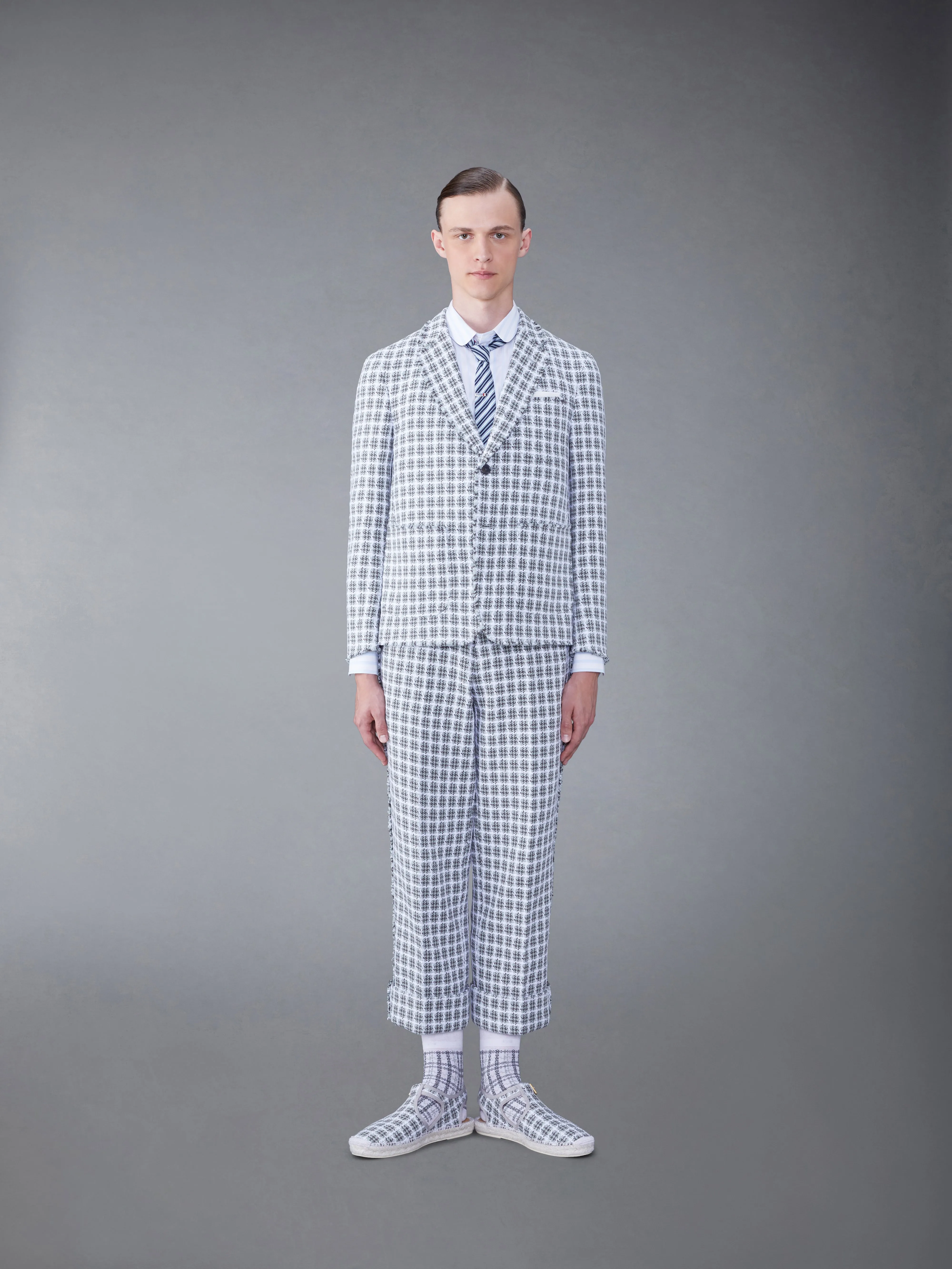 CHECK SUMMER TWEED FRAY SACK SPORT COAT sold by Thom Browne product image thumbnail 3