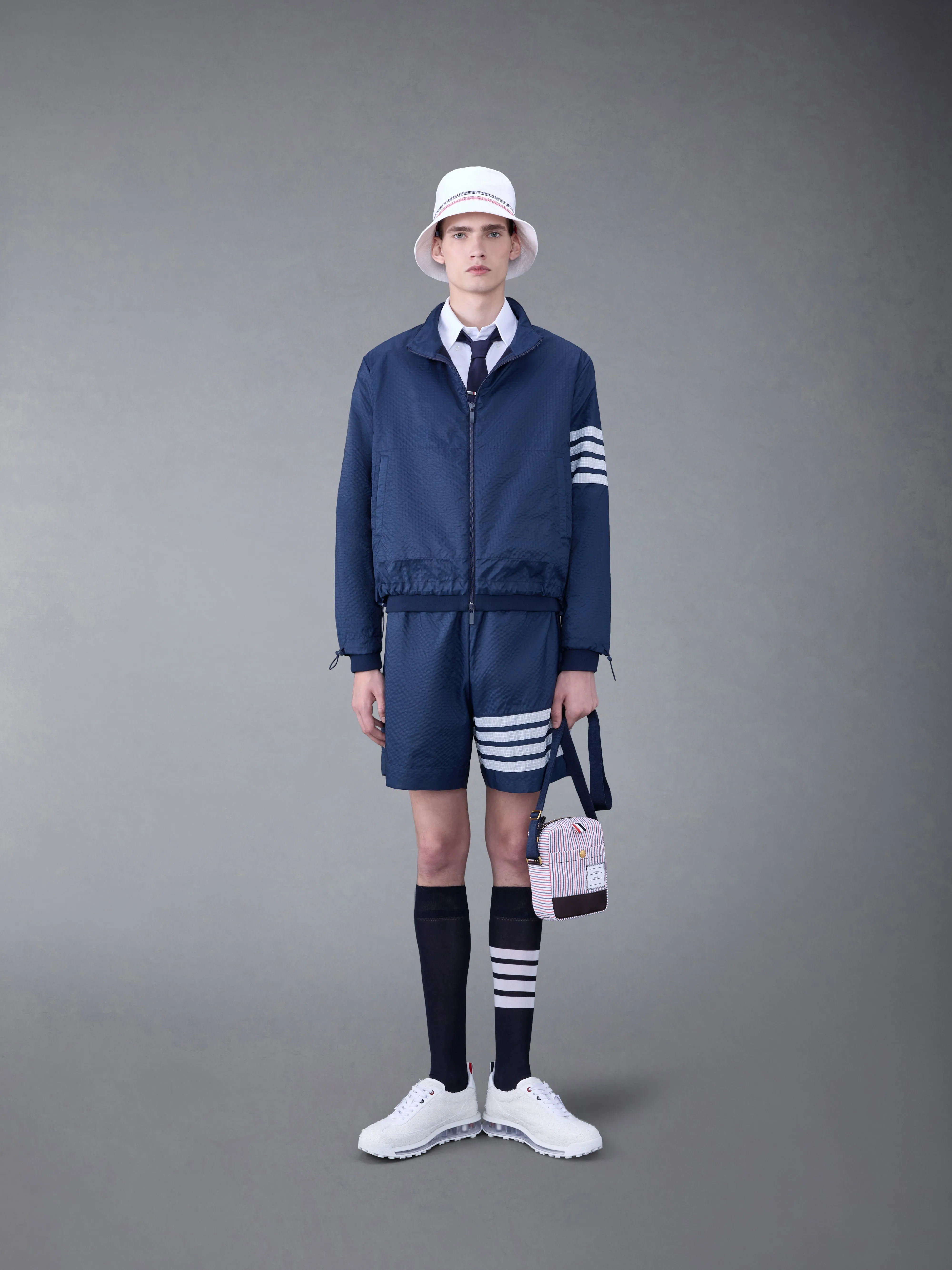 ULTRALIGHT RIPSTOP 4-BAR FUNNEL NECK JACKET sold by Thom Browne product image thumbnail 3