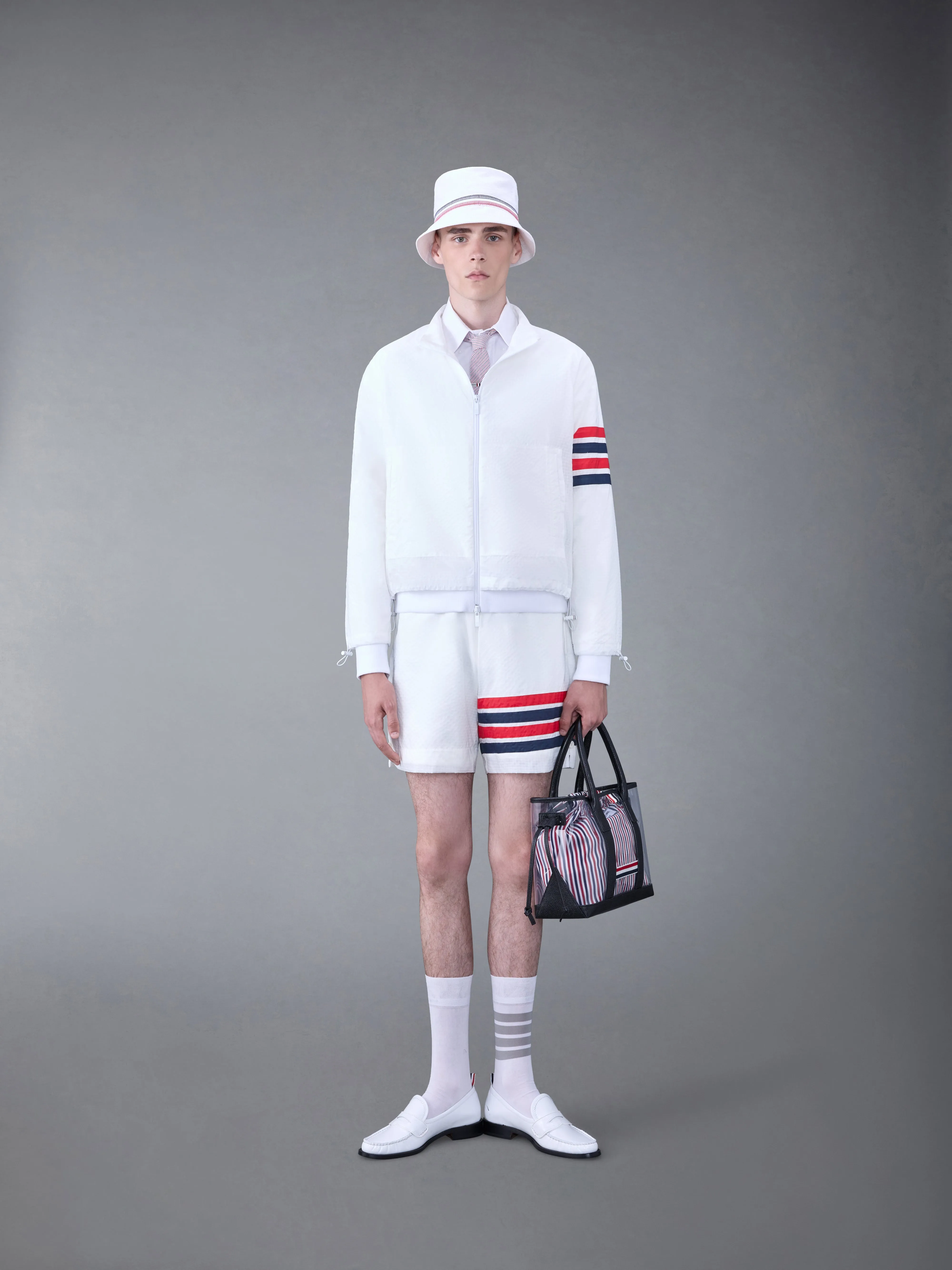 ULTRALIGHT RIPSTOP 4-BAR FUNNEL NECK JACKET sold by Thom Browne product image thumbnail 3