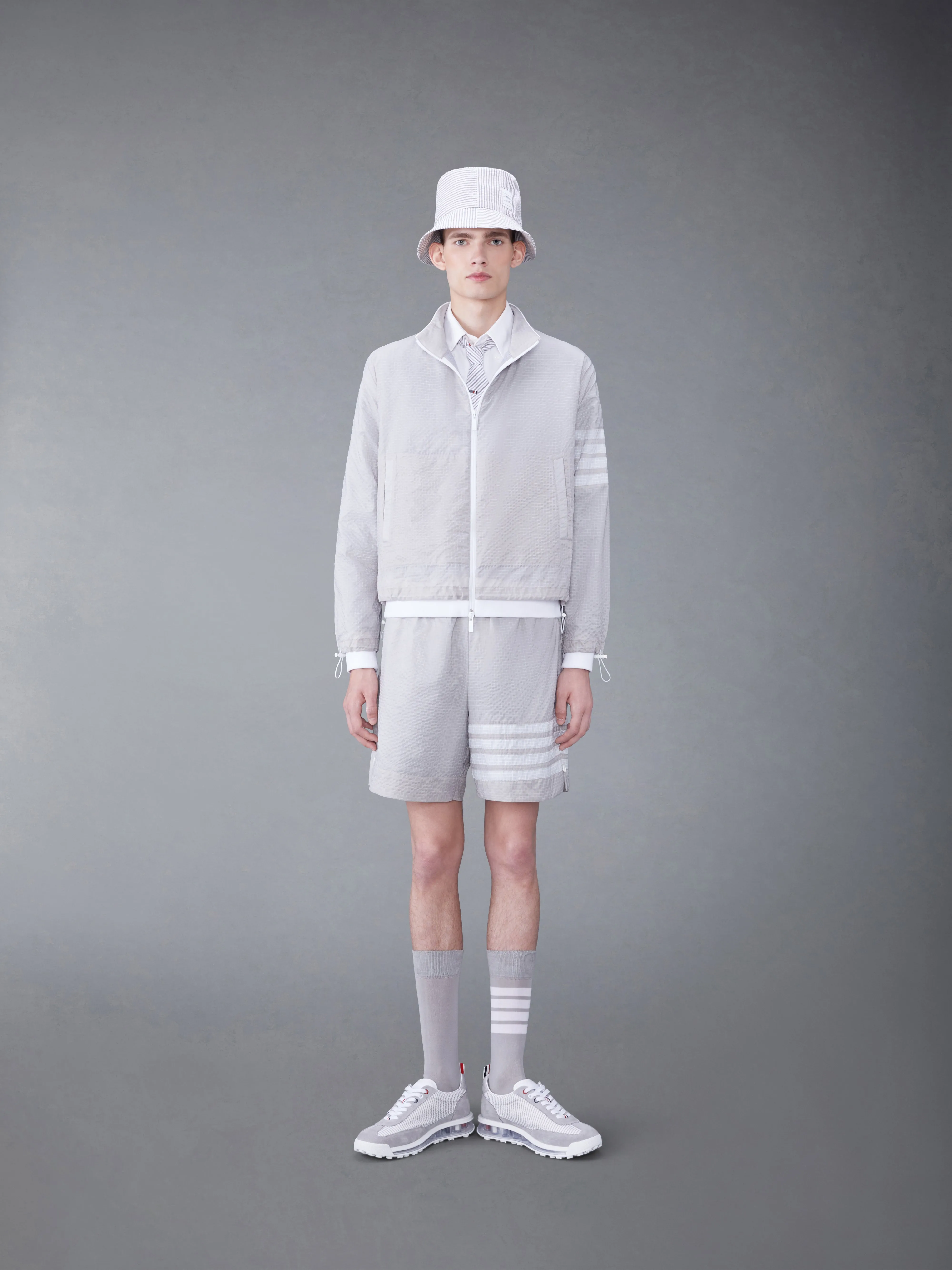 ULTRALIGHT RIPSTOP 4-BAR FUNNEL NECK JACKET sold by Thom Browne product image thumbnail 3