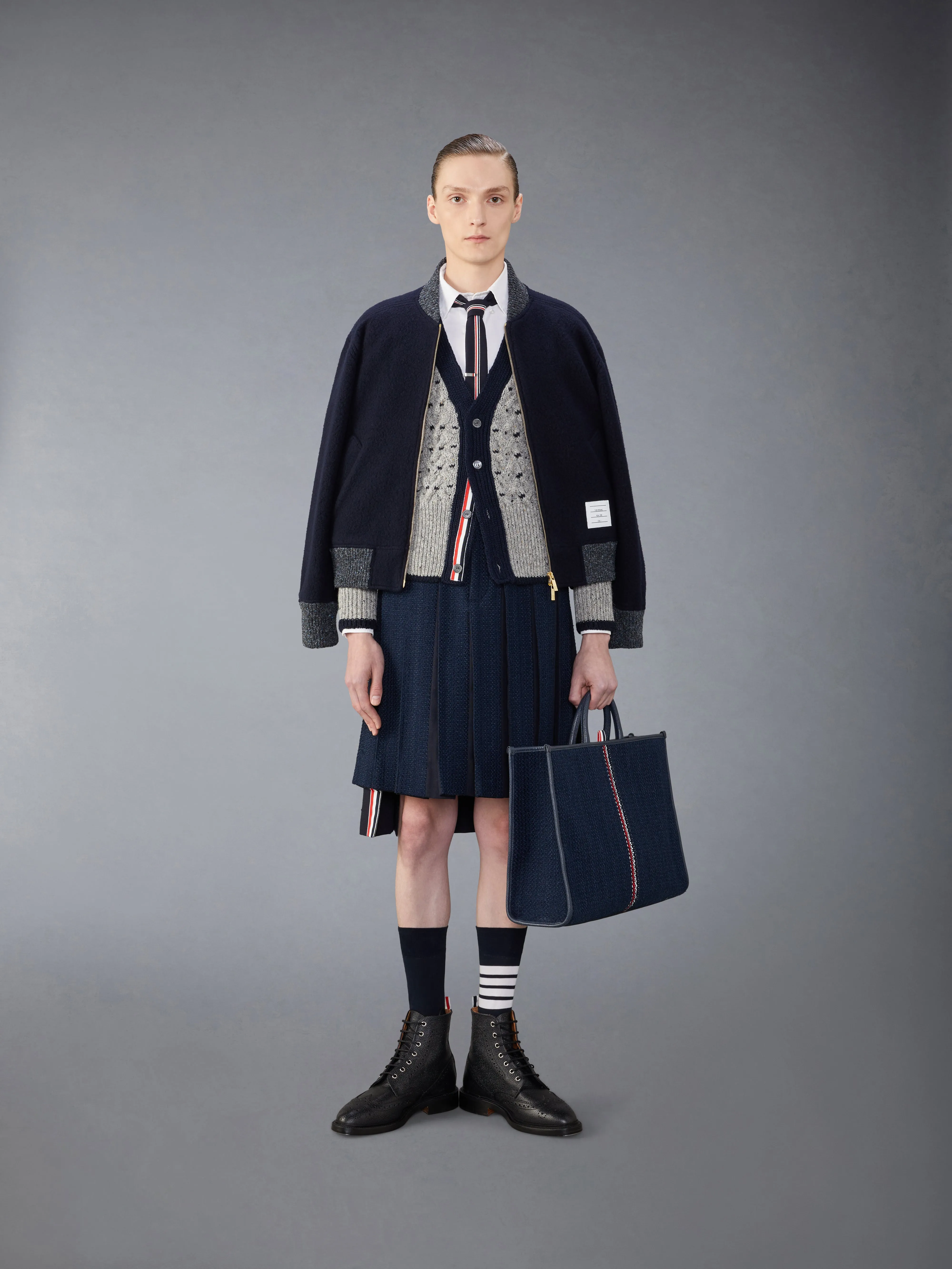 WOOL FLEECE BOMBER JACKET sold by Thom Browne product image thumbnail 3