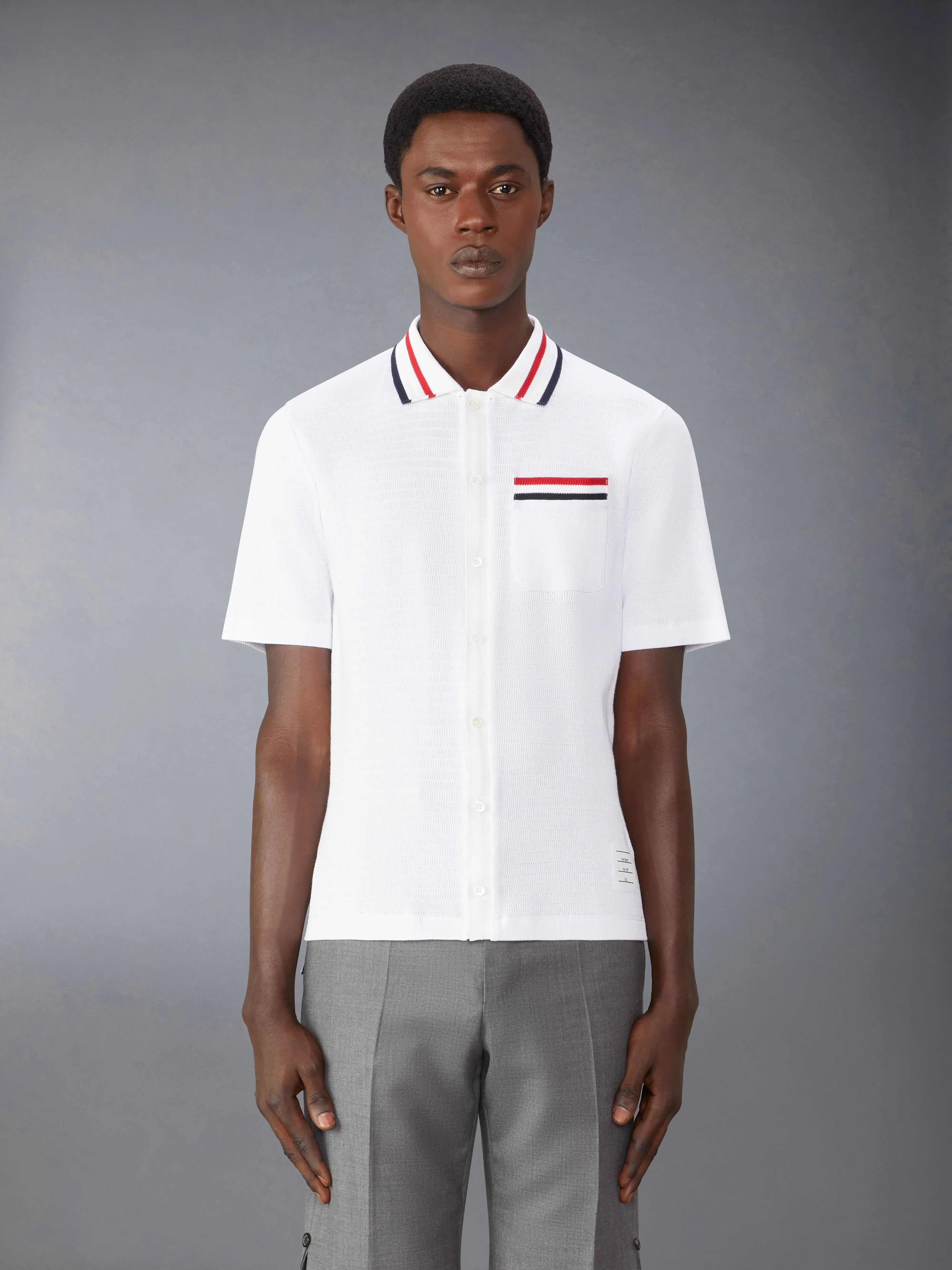 POINTELLE COTTON SHIRT sold by Thom Browne