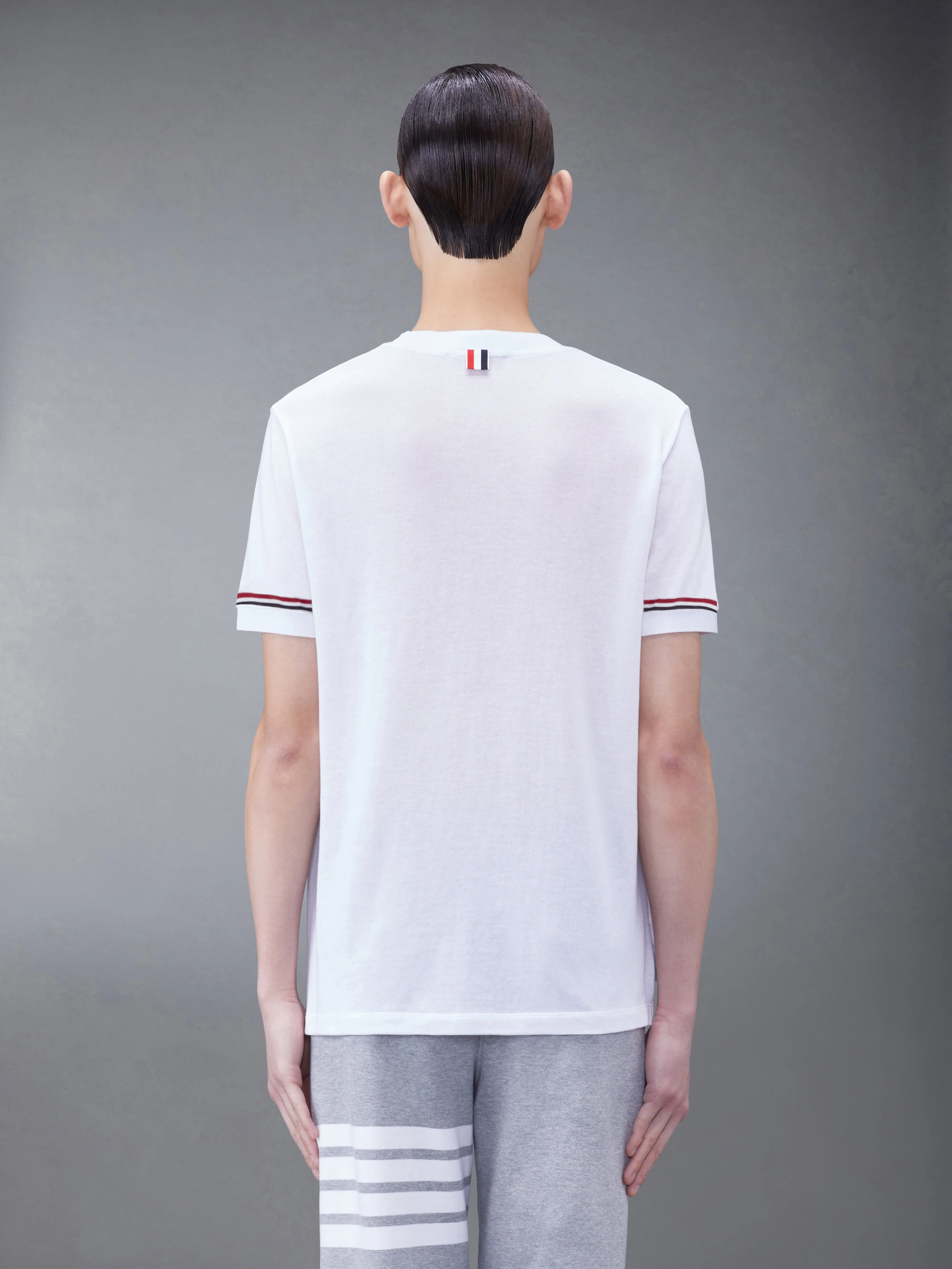 LIGHTWEIGHT COTTON SHORT SLEEVE STRIPED TEE sold by Thom Browne product image thumbnail 2