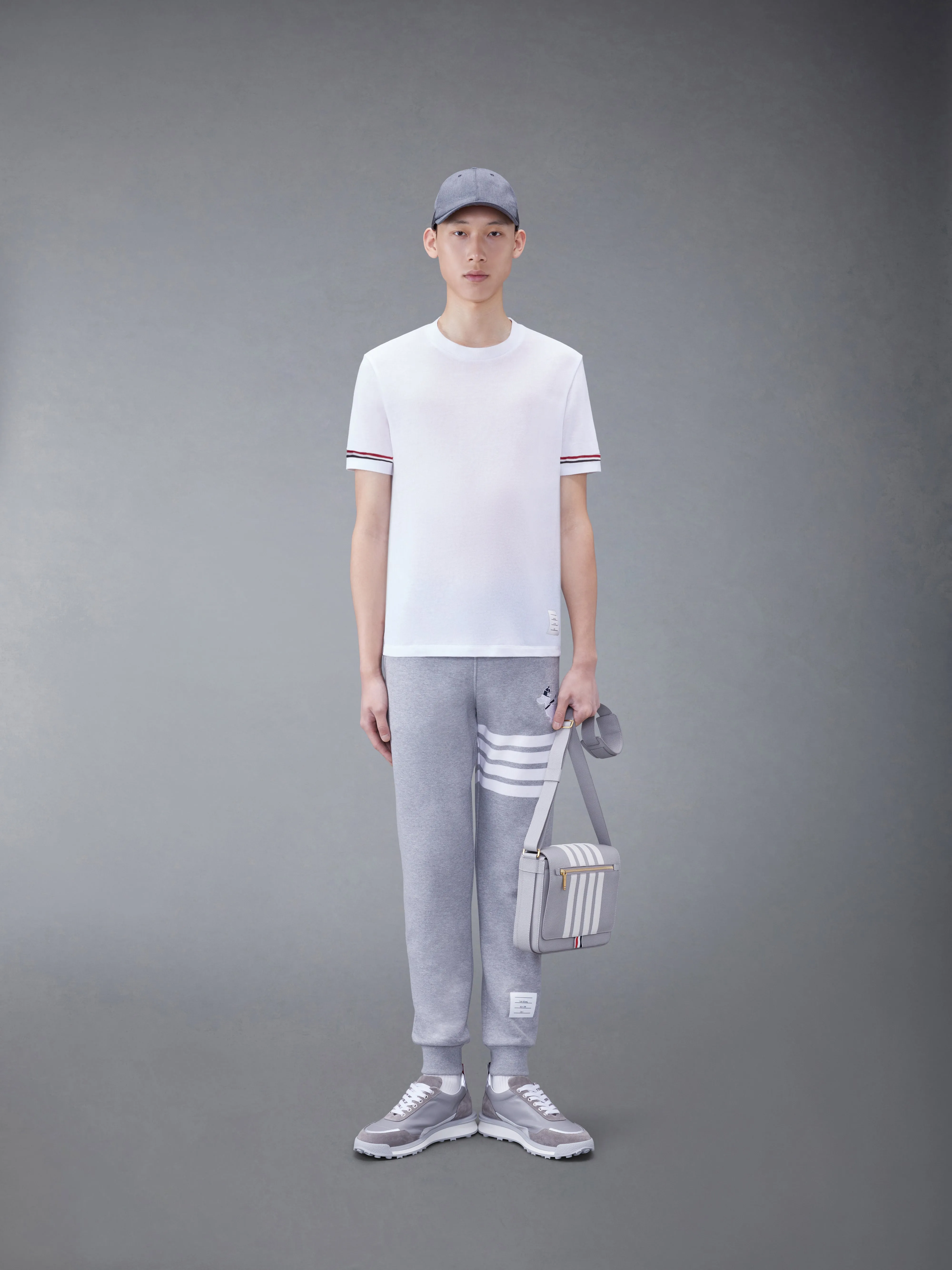 LIGHTWEIGHT COTTON SHORT SLEEVE STRIPED TEE sold by Thom Browne product image thumbnail 3