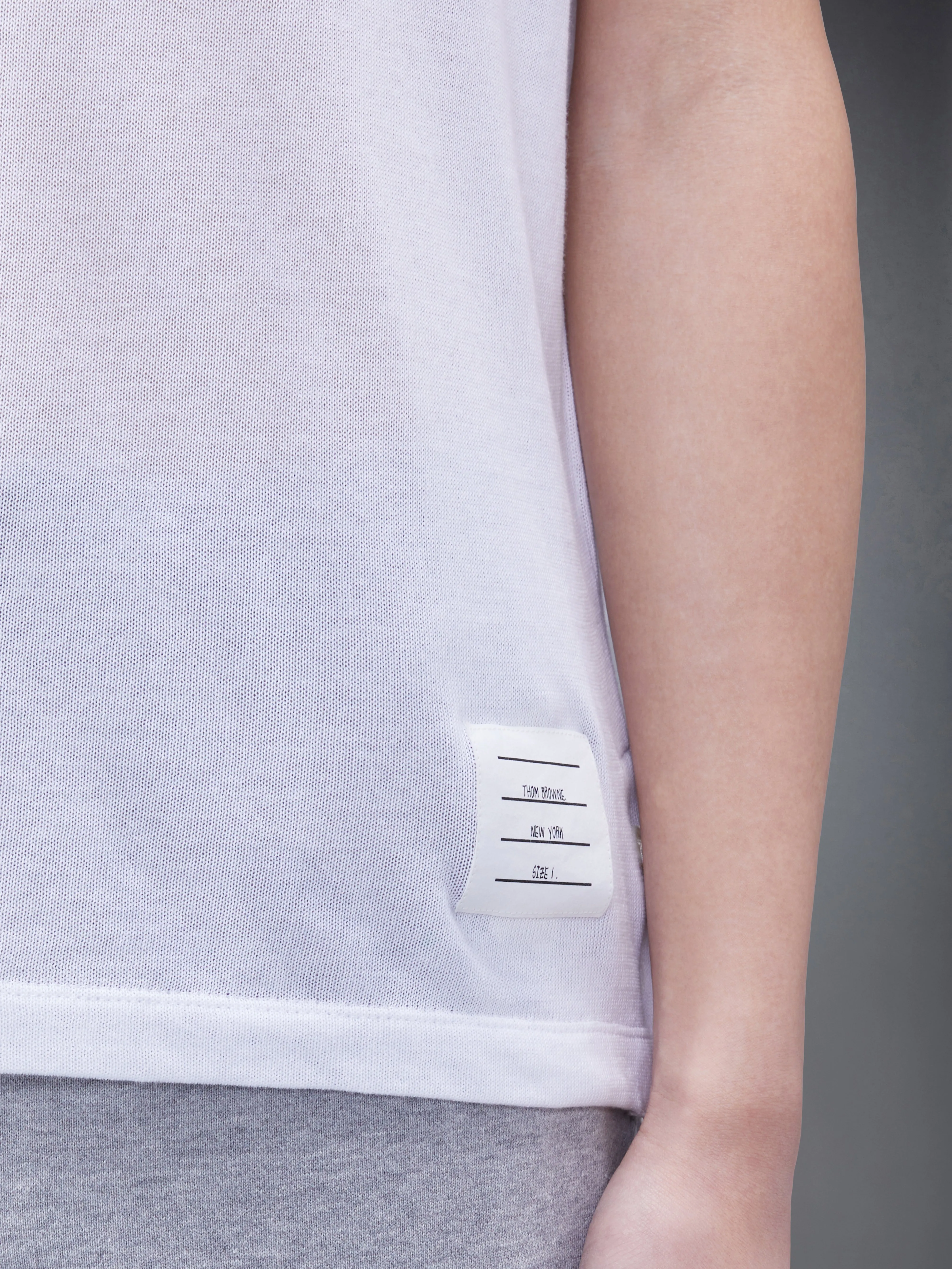 LIGHTWEIGHT COTTON SHORT SLEEVE STRIPED TEE sold by Thom Browne product image thumbnail 4