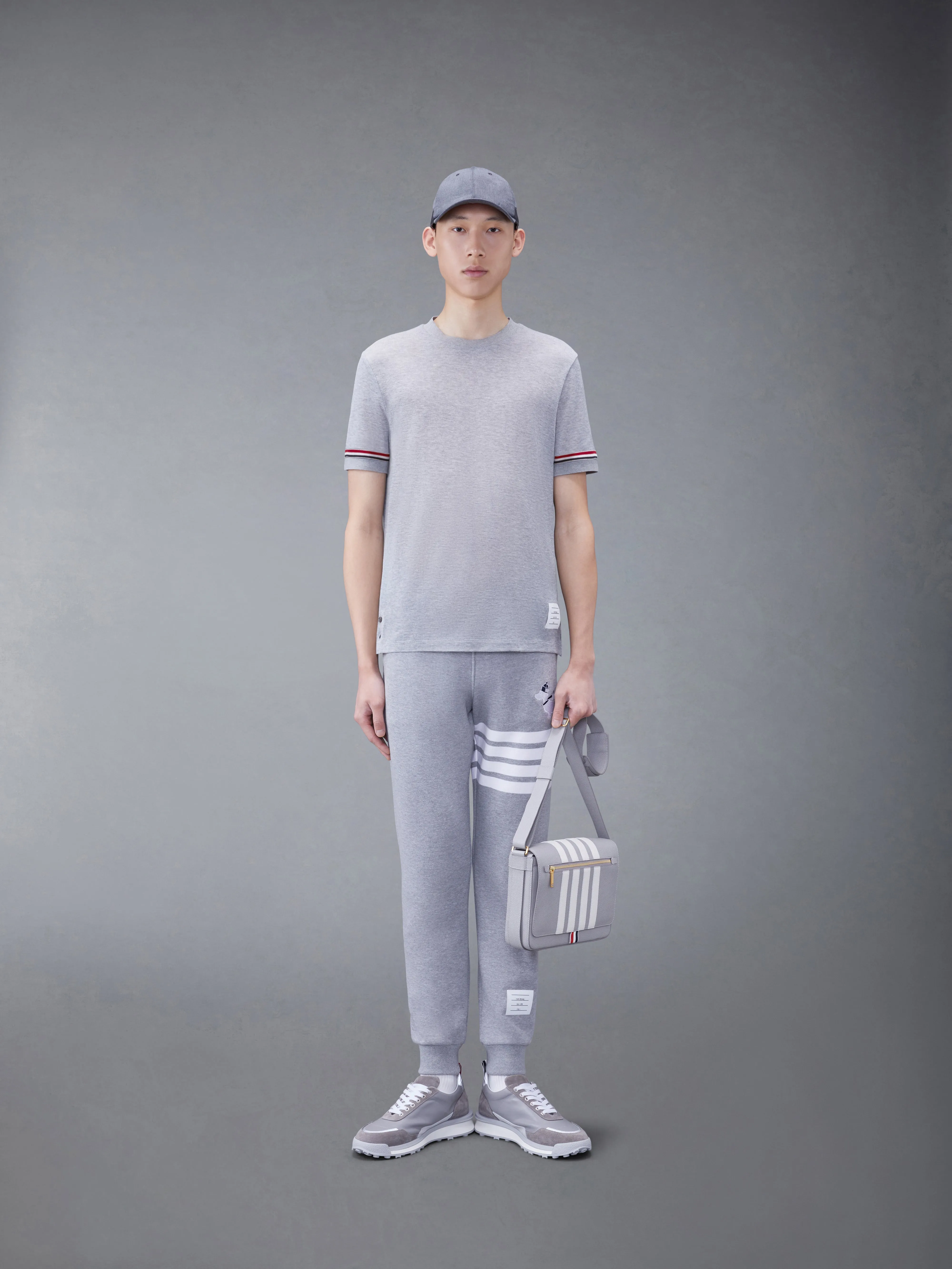 LIGHTWEIGHT COTTON SHORT SLEEVE STRIPED TEE sold by Thom Browne product image thumbnail 3