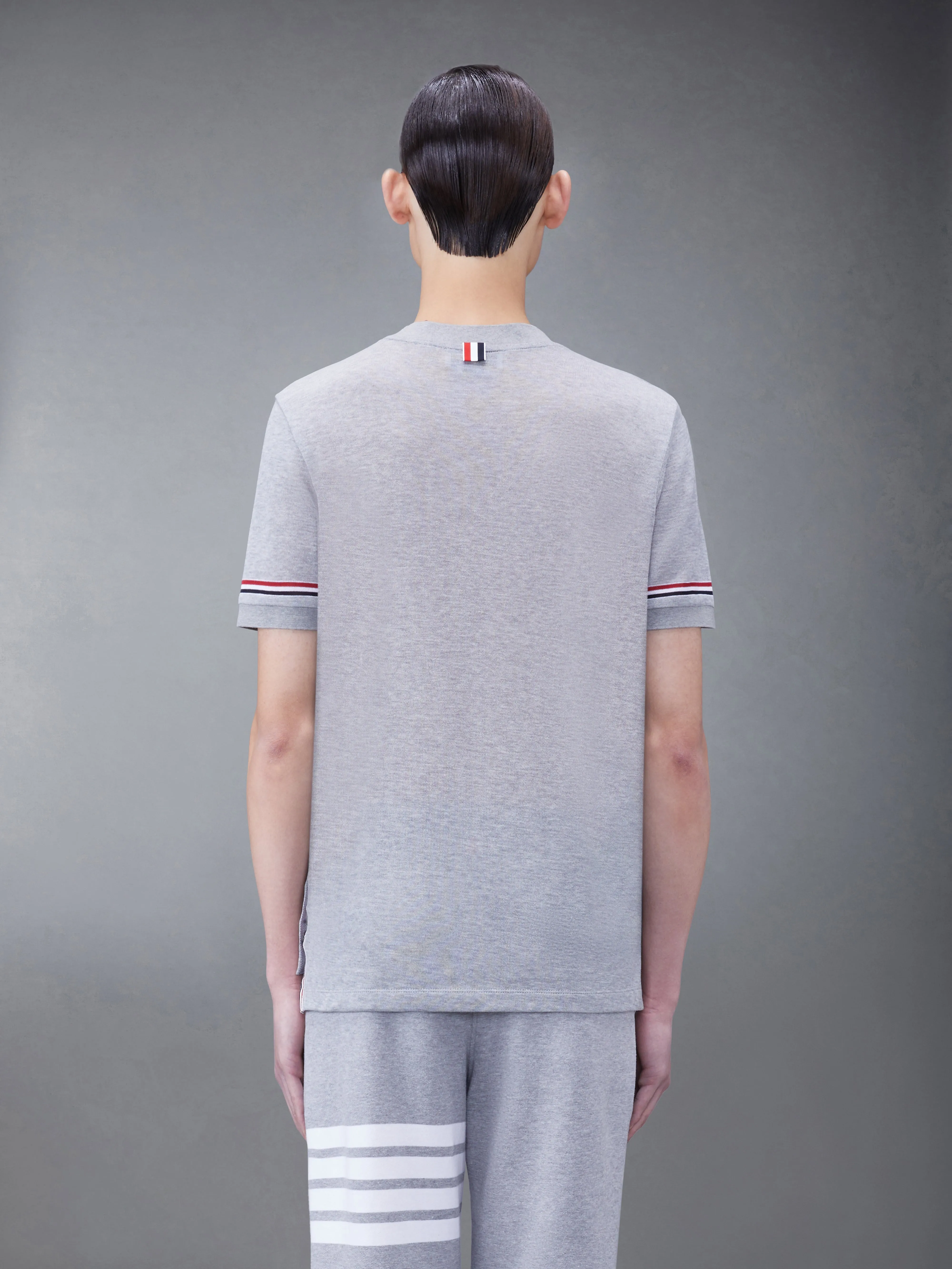 LIGHTWEIGHT COTTON SHORT SLEEVE STRIPED TEE sold by Thom Browne product image thumbnail 2